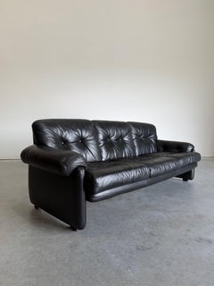 Tobia Scarpa for B&B Italia Black Leather Coronado Sofa c.1970's