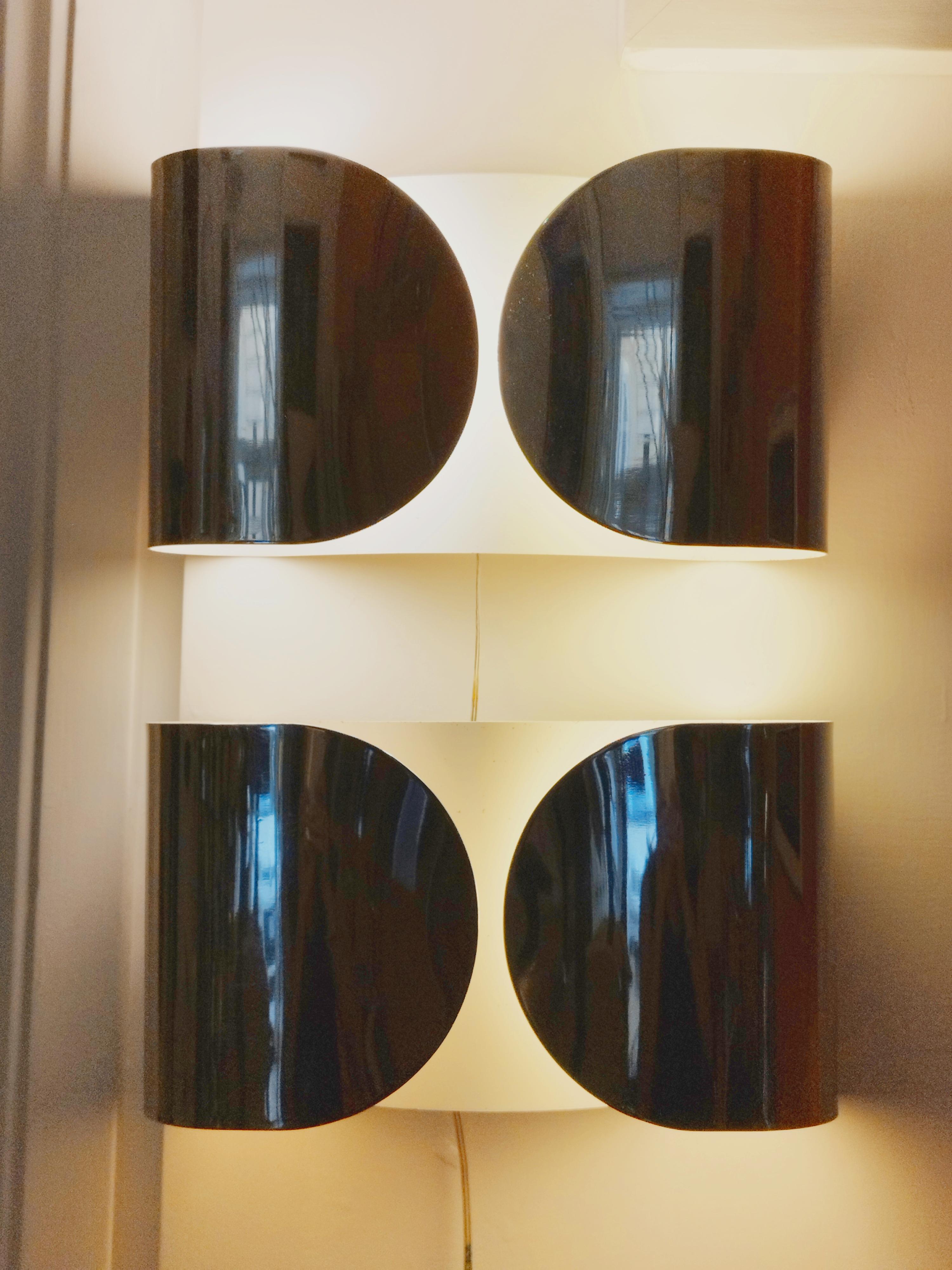 Pair of chromed and enamelled wall sconces Mod. 