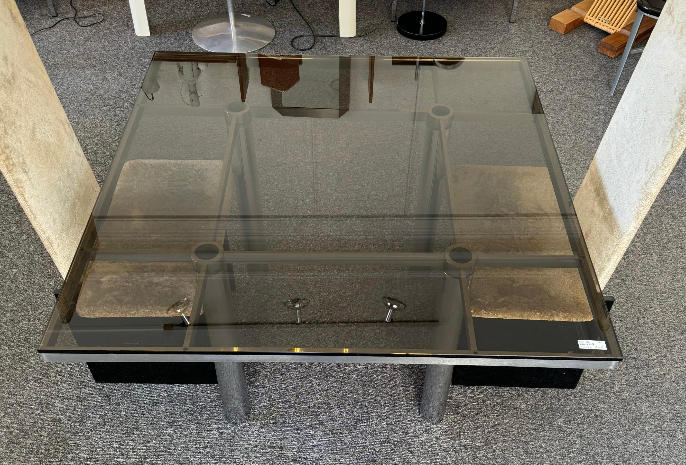 Tobia Scarpa for Gavina 1970s Glass and Polished Steel Dining Table 