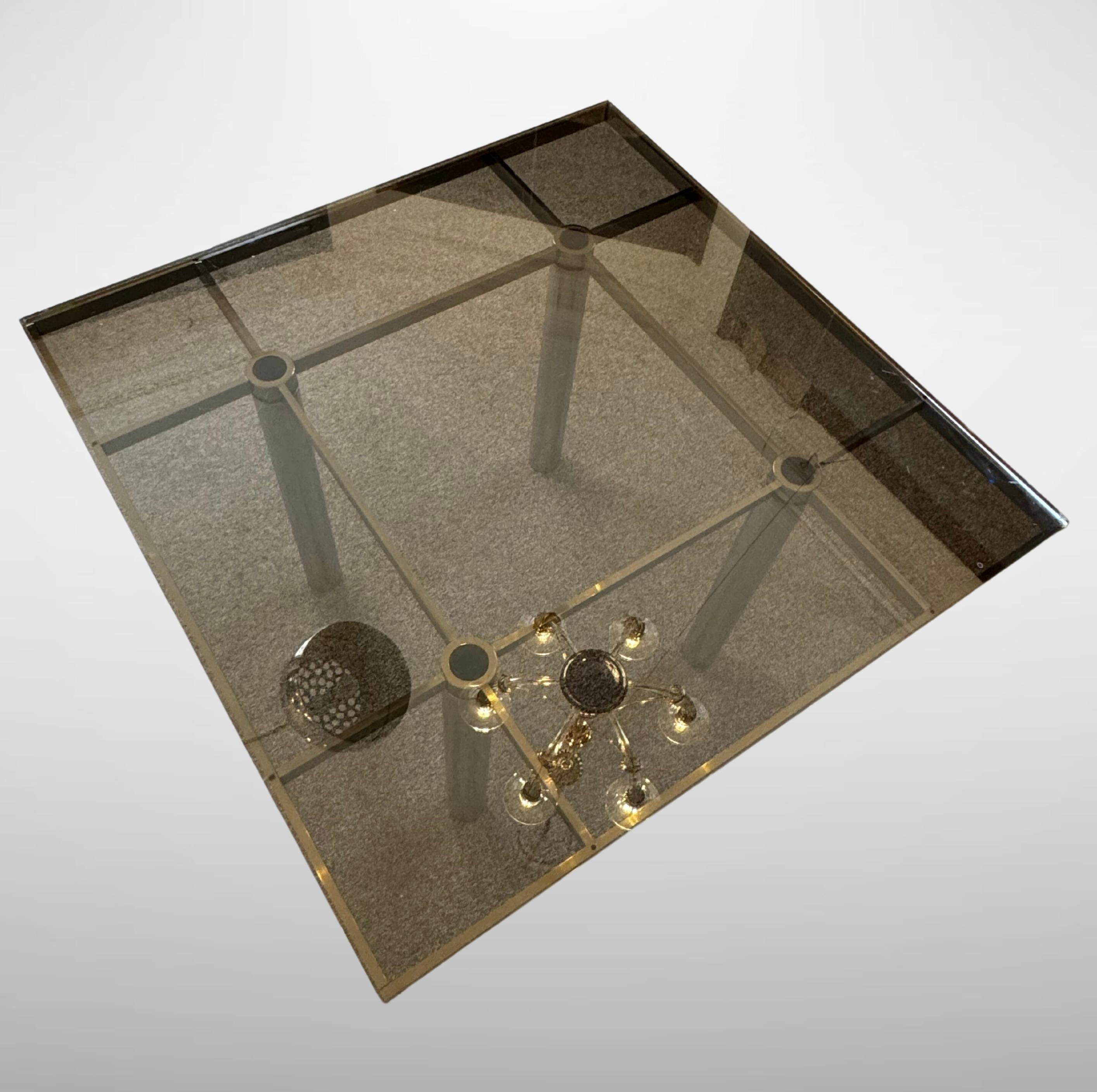 Tobia Scarpa for Gavina 1970s Glass and Polished Steel Dining Table 