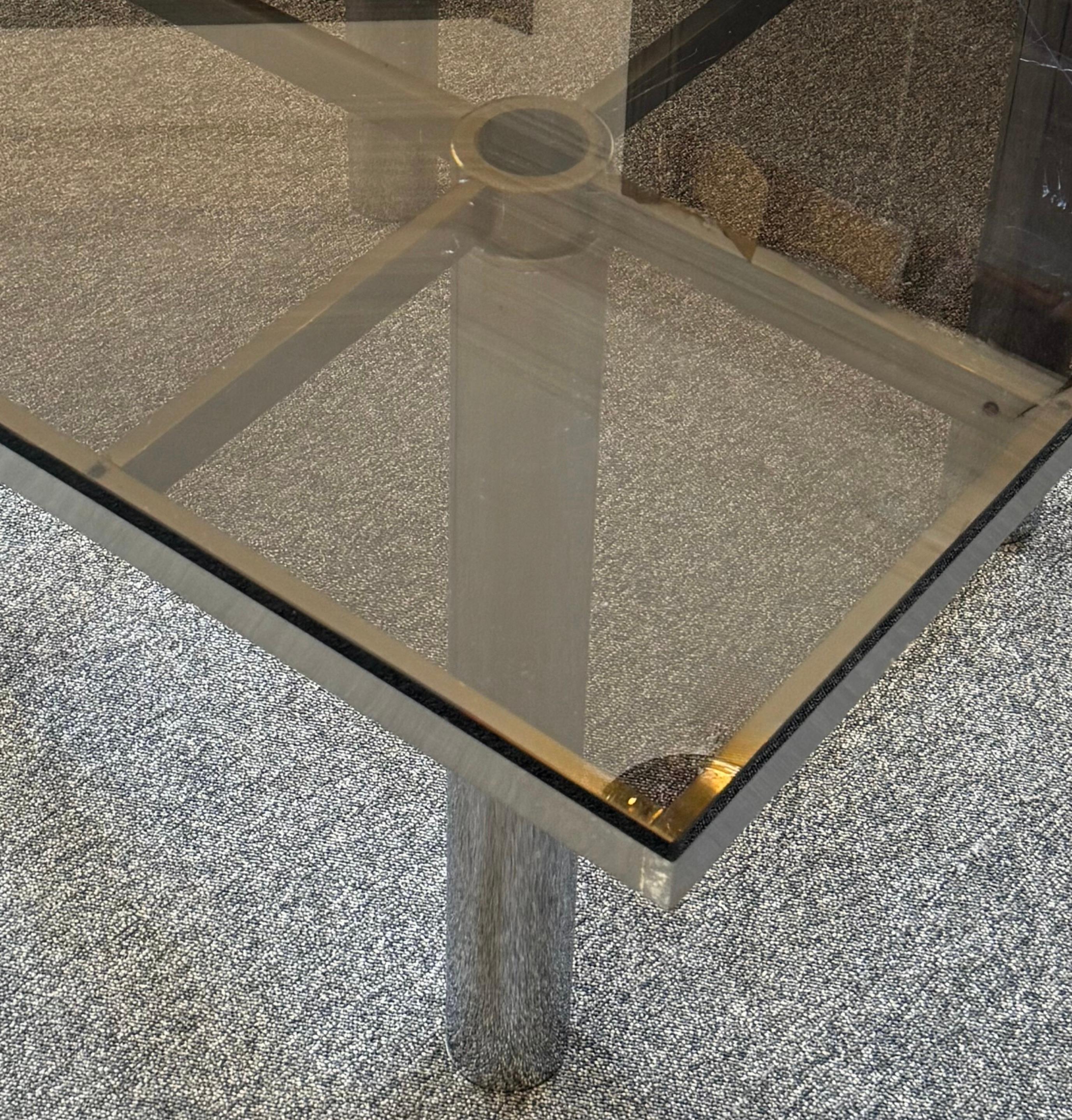 Tobia Scarpa for Gavina 1970s Glass and Polished Steel Dining Table 