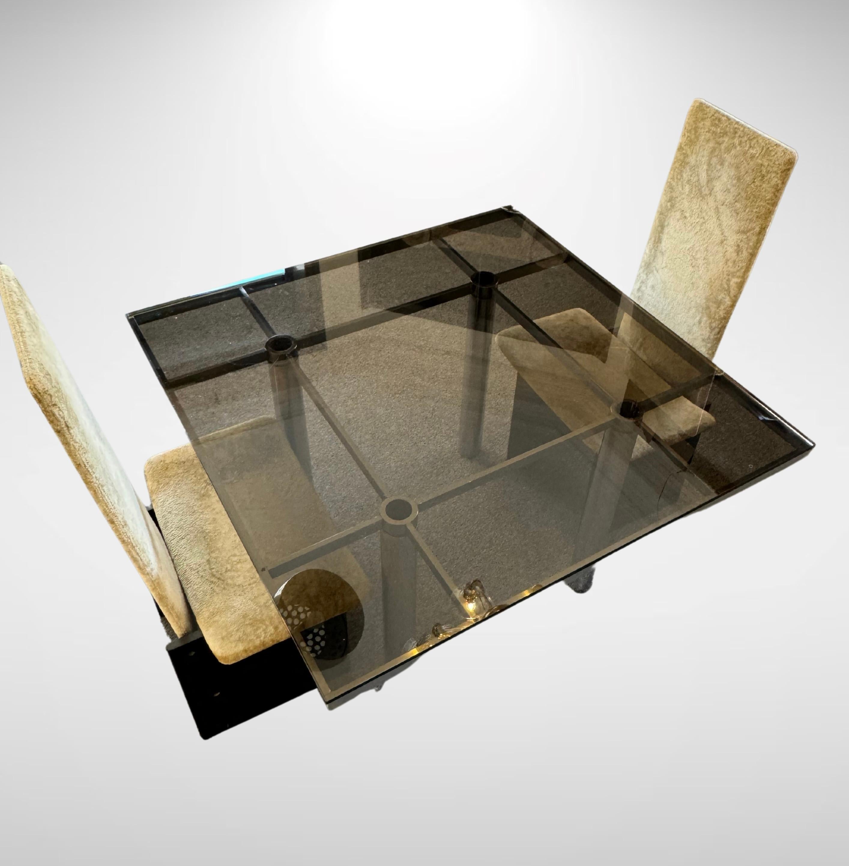 Tobia Scarpa for Gavina 1970s Glass and Polished Steel Dining Table 