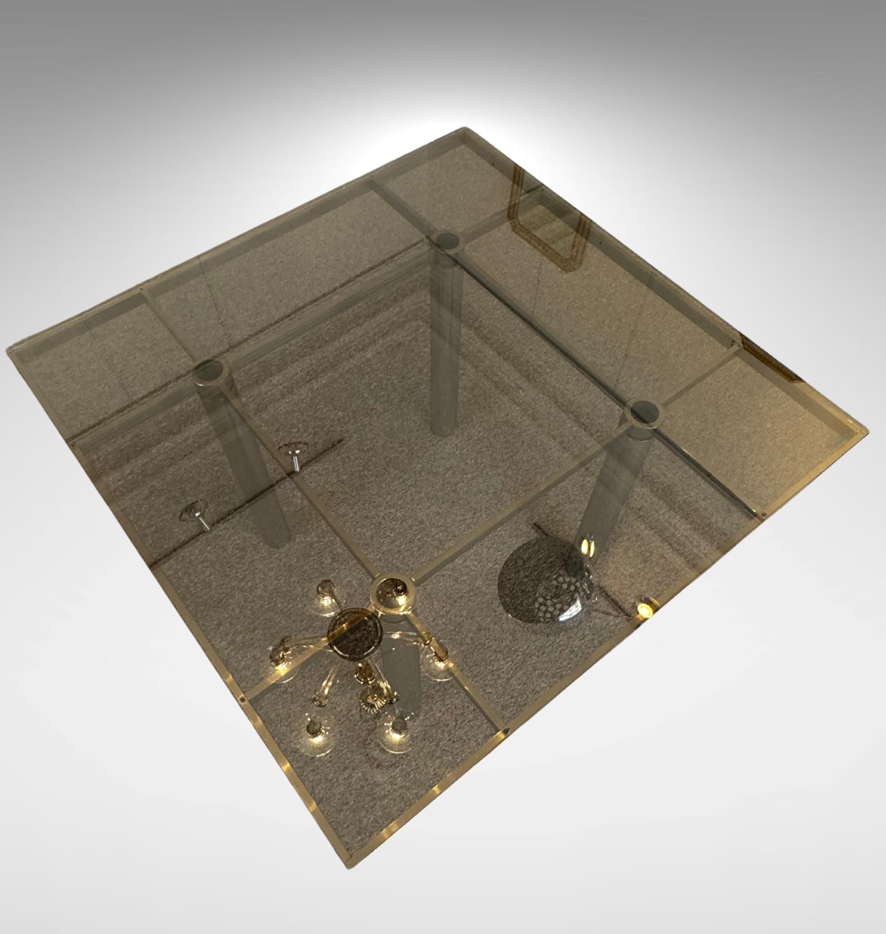 Tobia Scarpa for Gavina 1970s Glass and Polished Steel Dining Table 