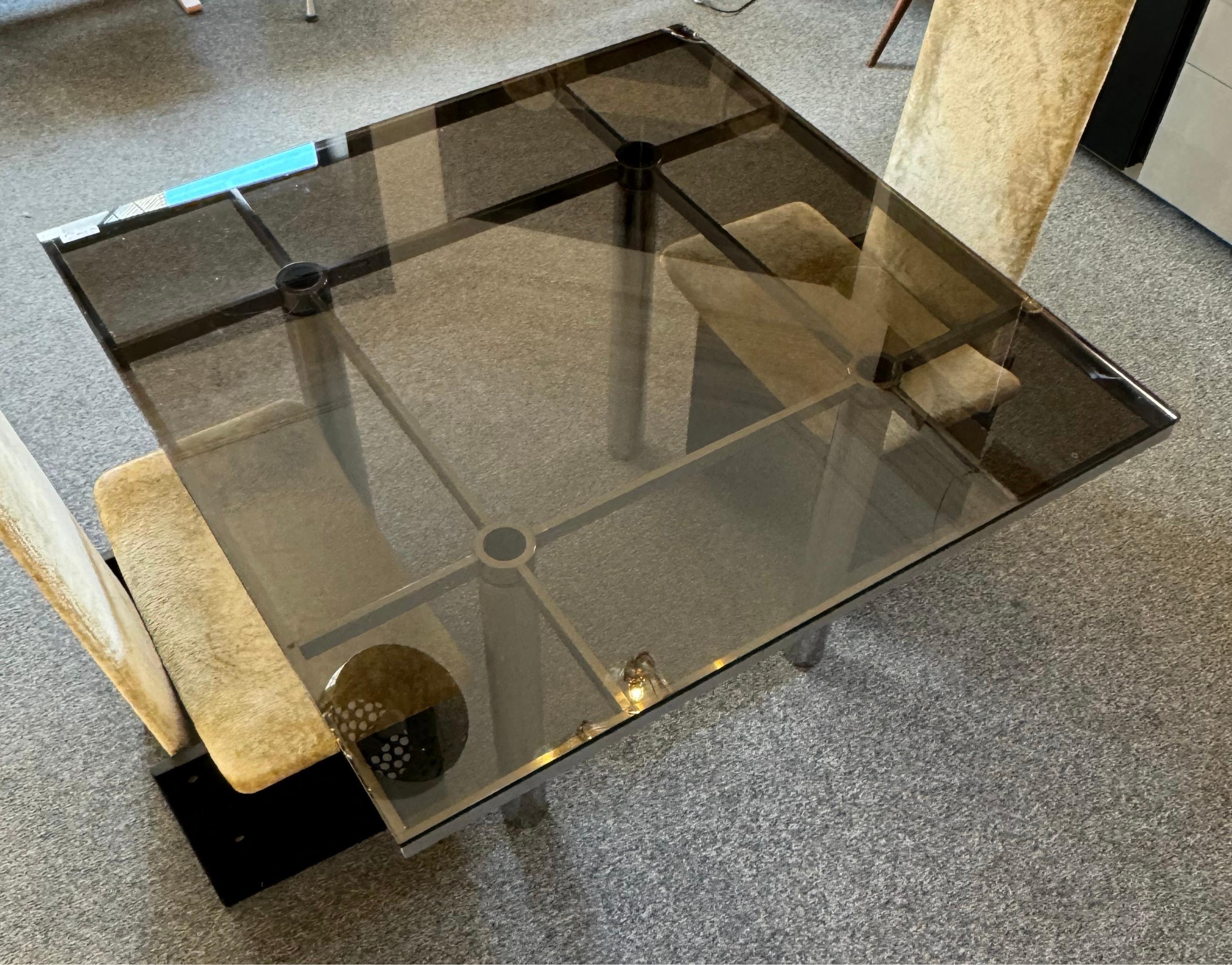 Tobia Scarpa for Gavina 1970s Glass and Polished Steel Dining Table 