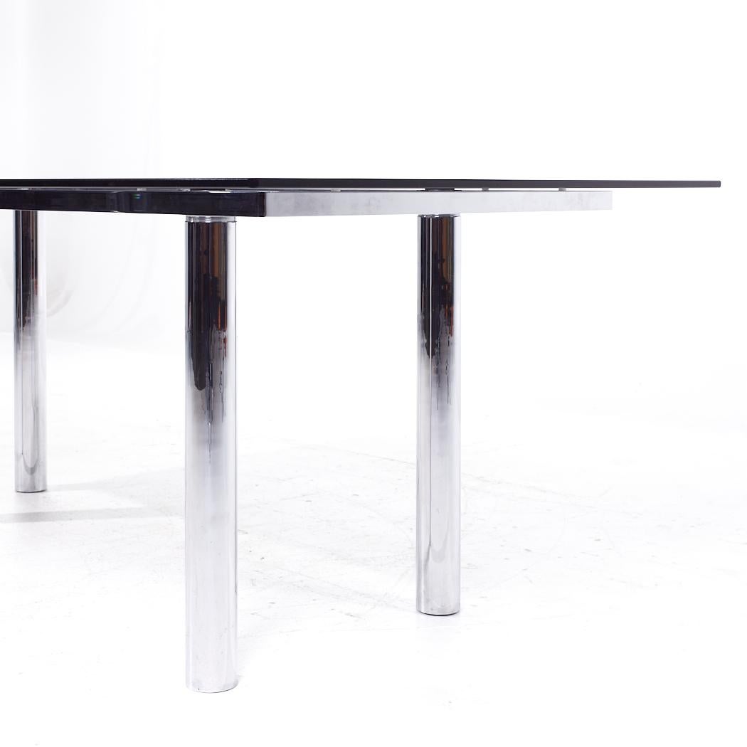 Verre Table de salle à manger mi-siècle en verre et chrome Tobia Scarpa pour Gavina Andre en vente