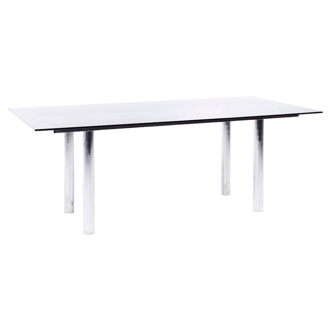 Tobia Scarpa for Gavina Andre Mid Century Glass and Chrome Dining Table For Sale