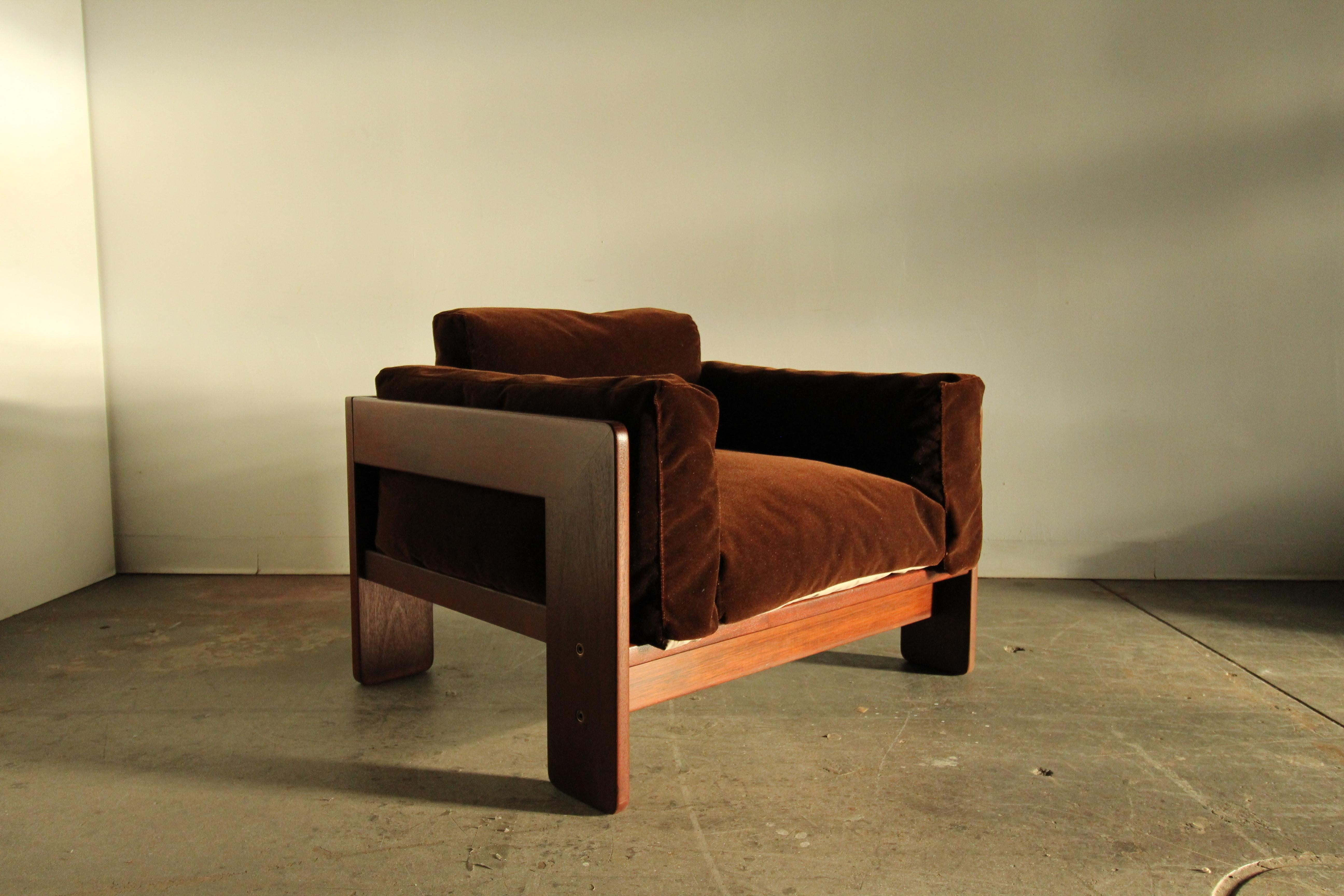 Mid-Century Modern Tobia Scarpa for Gavina 'Bastiano' Brown Mohair Lounge Chair, 1970s