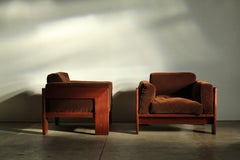 Tobia Scarpa for Gavina 'Bastiano' Lounge Chairs in Brown Mohair