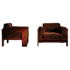Tobia Scarpa for Gavina 'Bastiano' Lounge Chairs in Brown Mohair