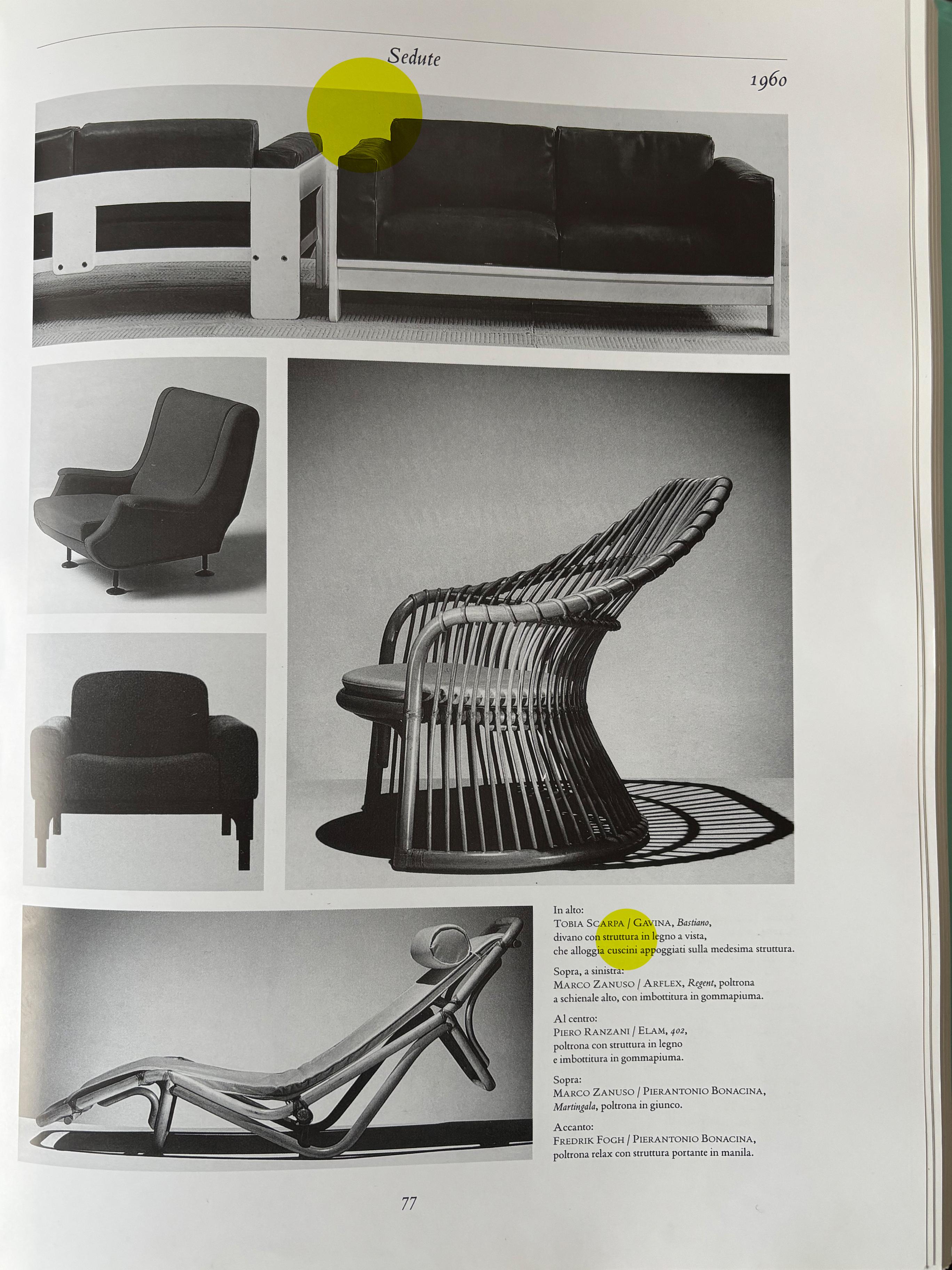 Tobia Scarpa for Knoll Midcentury Wood Leather 