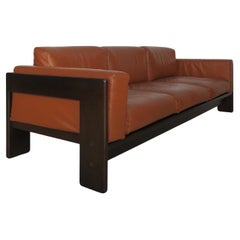 Tobia Scarpa for Knoll Midcentury Wood Leather "Bastiano" Sofa 1960s