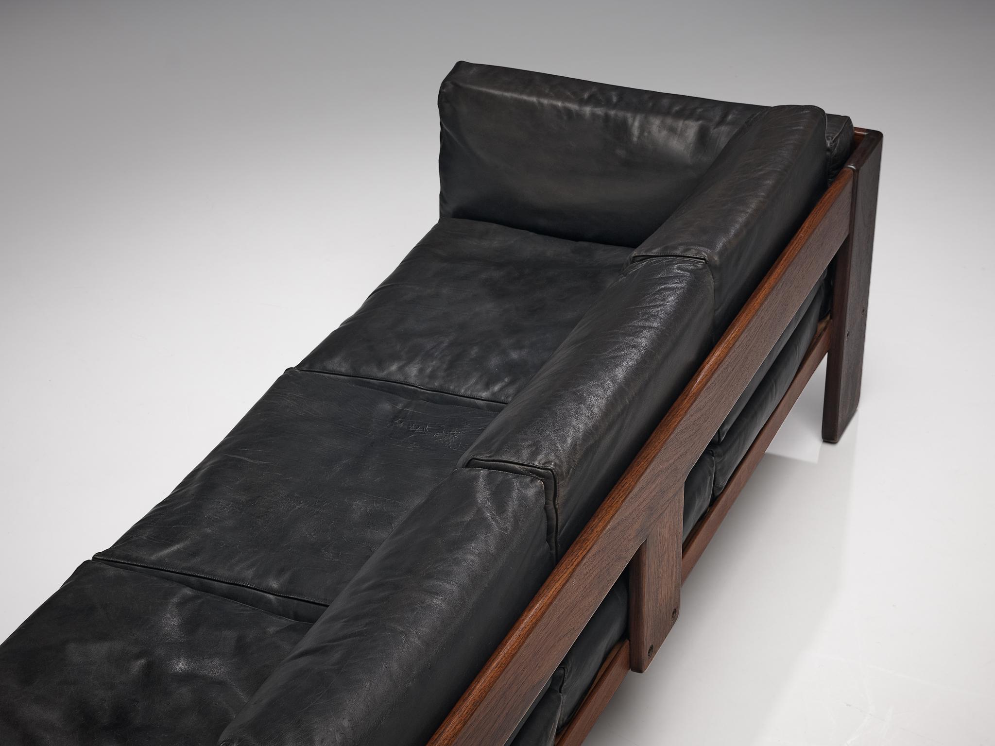 Tobia Scarpa for Knoll Pair of 'Bastiano' Sofas in Black Leather 4