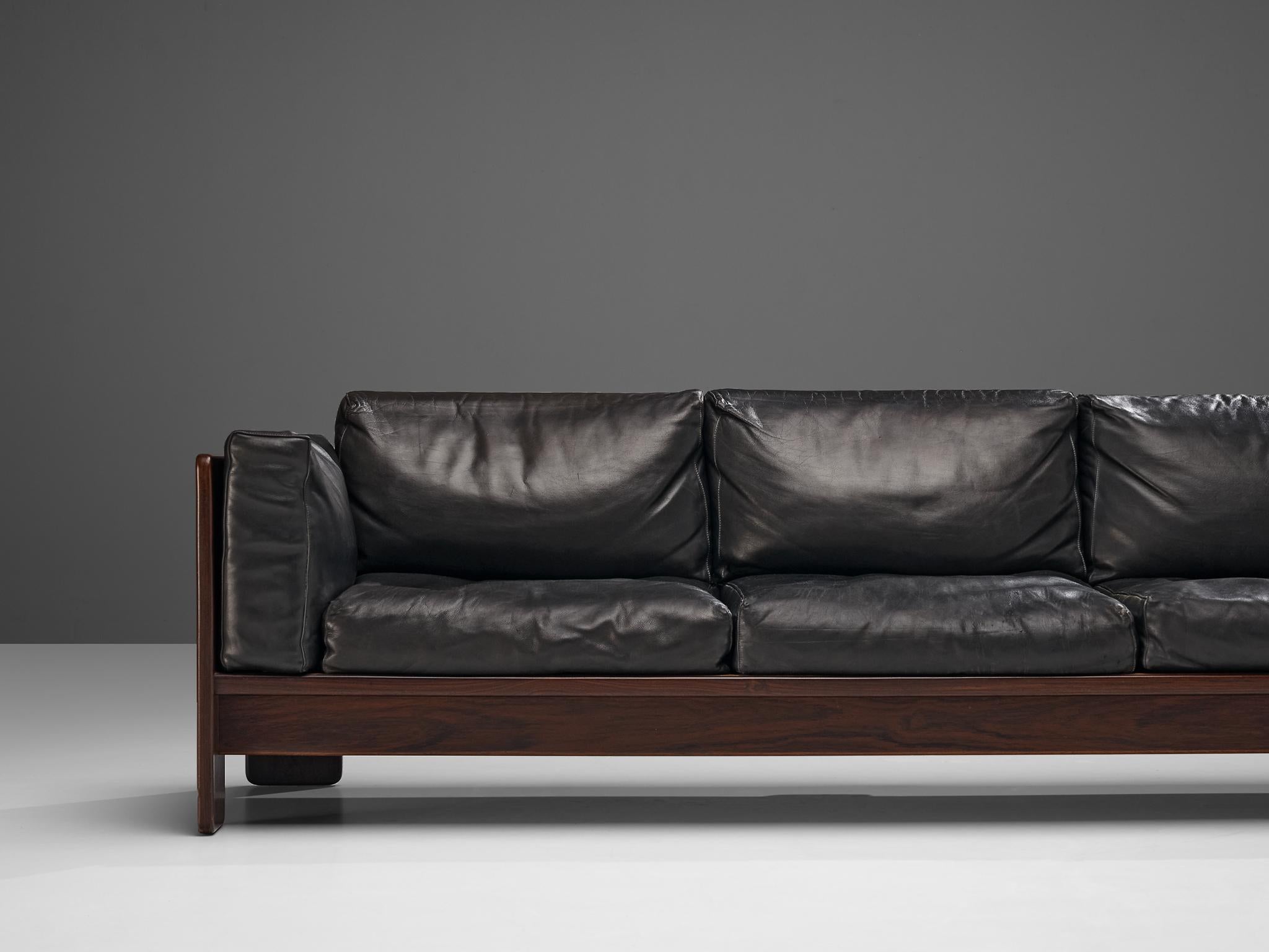 Tobia Scarpa for Knoll Pair of 'Bastiano' Sofas in Black Leather 5