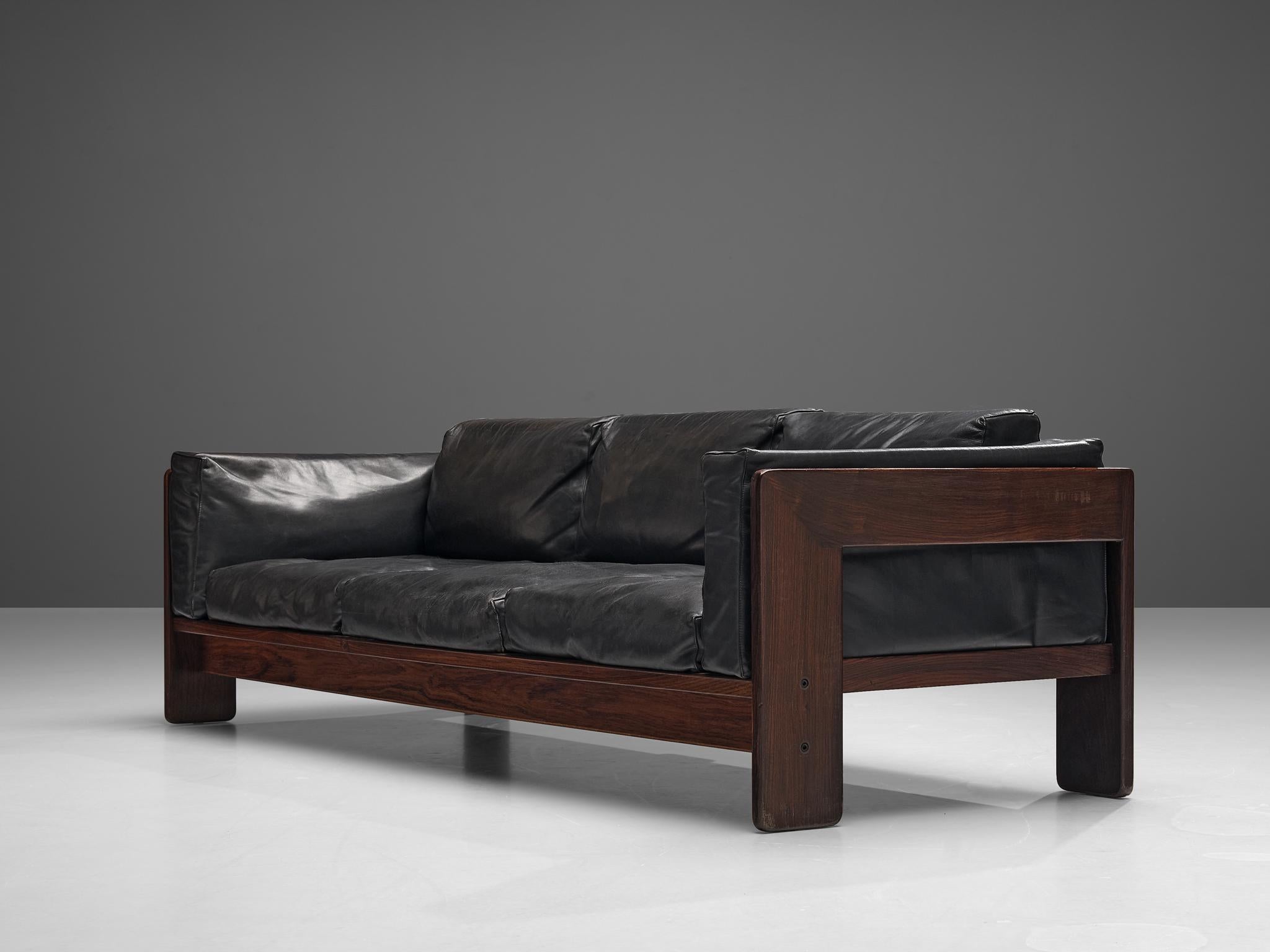 Tobia Scarpa for Knoll Pair of 'Bastiano' Sofas in Black Leather 6