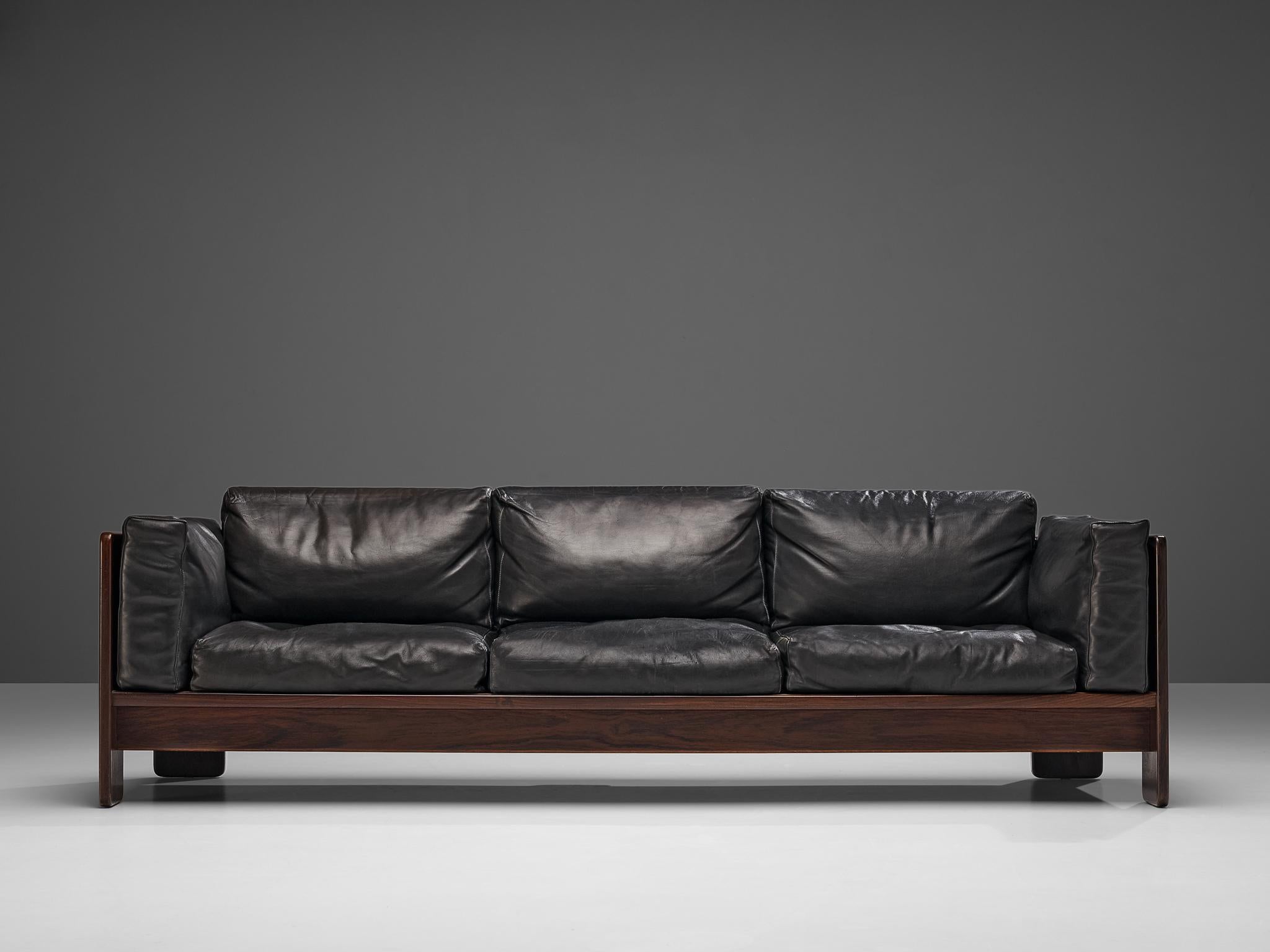 Tobia Scarpa for Knoll Pair of 'Bastiano' Sofas in Black Leather 2
