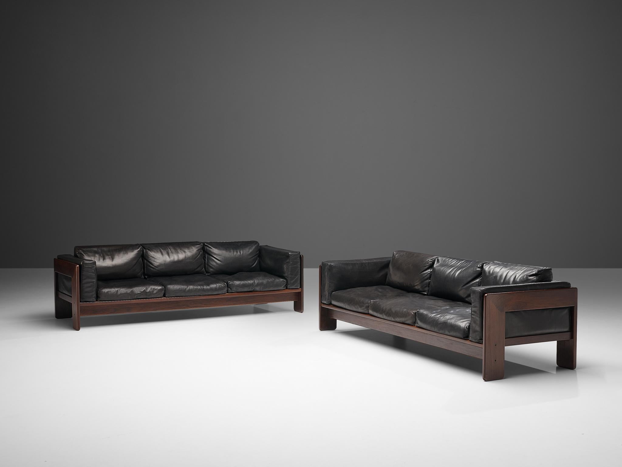 Tobia Scarpa for Knoll Pair of 'Bastiano' Sofas in Black Leather 3