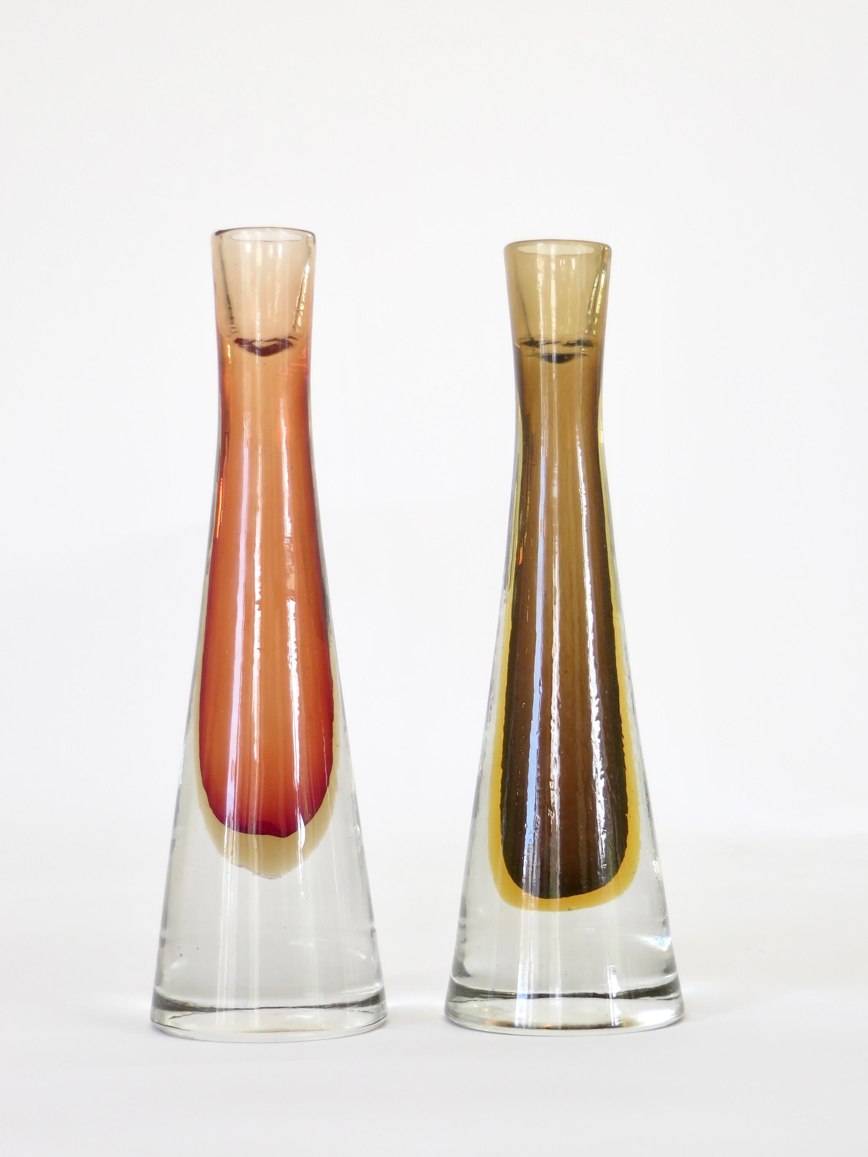 Tobia Scarpa for Venini Inciso Italian Sommerso Glass Candlesticks 7