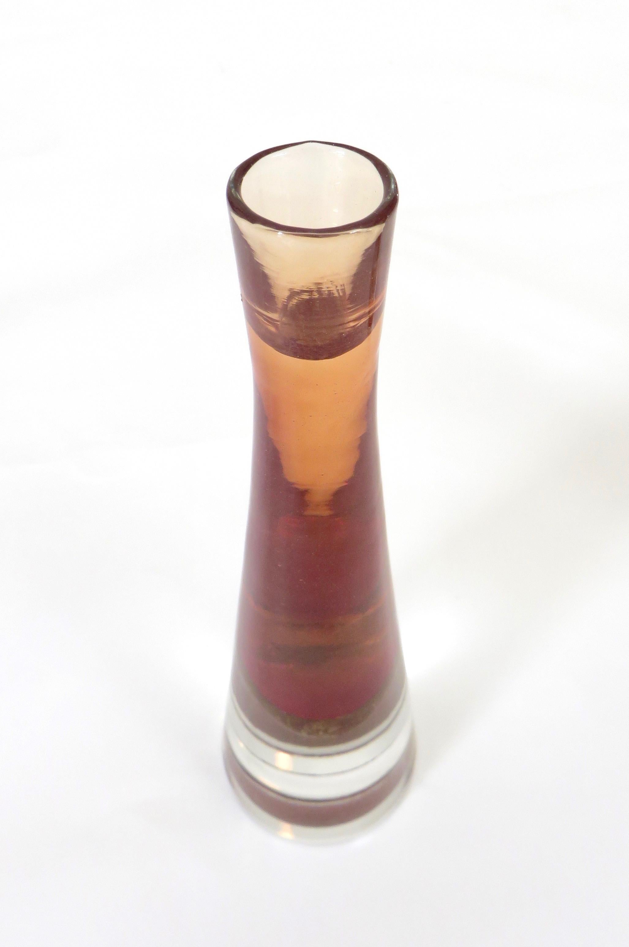 Murano Glass Tobia Scarpa for Venini Inciso Italian Sommerso Glass Candlesticks
