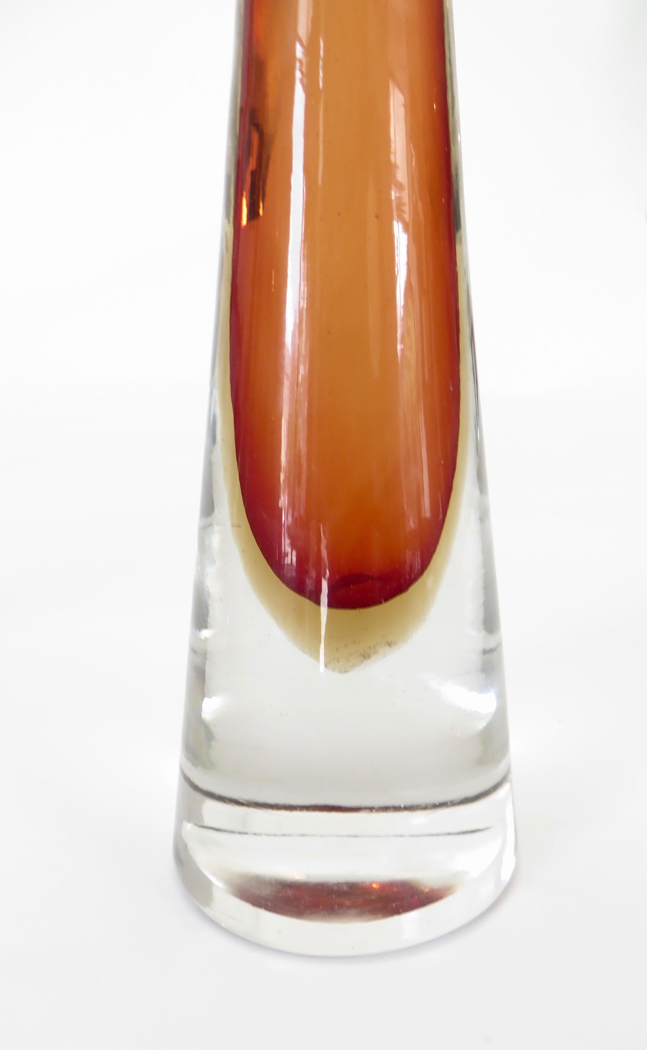 Tobia Scarpa for Venini Inciso Italian Sommerso Glass Candlesticks 1
