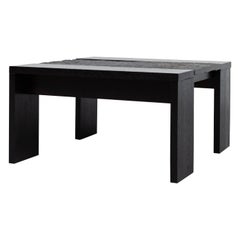 Tobia Scarpa Inspired Black Stained Oak and Stone Coffee Table