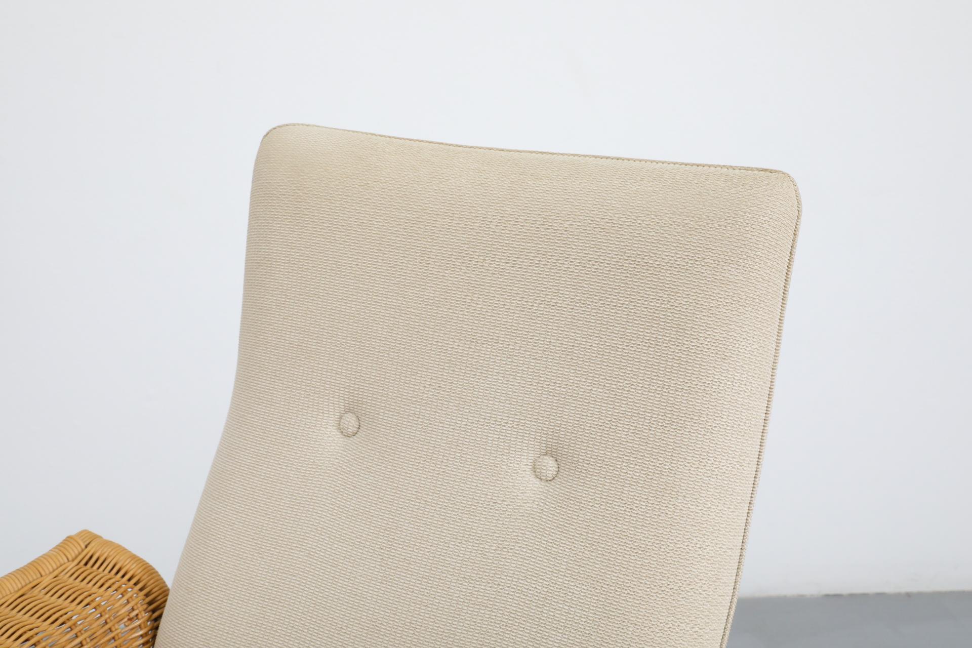 Chaise longue en rotin inspirée de Tobia Scarpa avec revêtement crème en vente 3