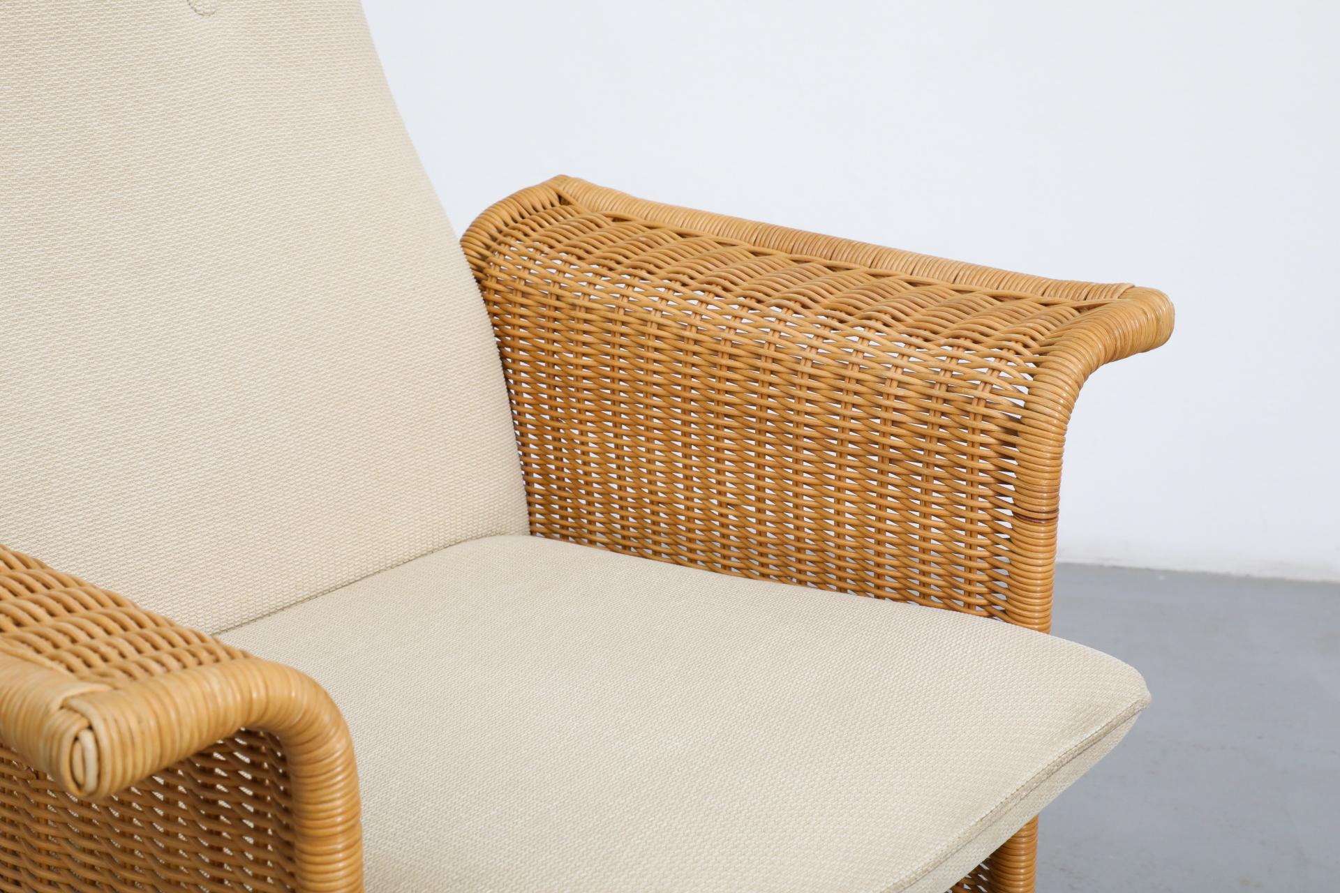 Chaise longue en rotin inspirée de Tobia Scarpa avec revêtement crème en vente 5
