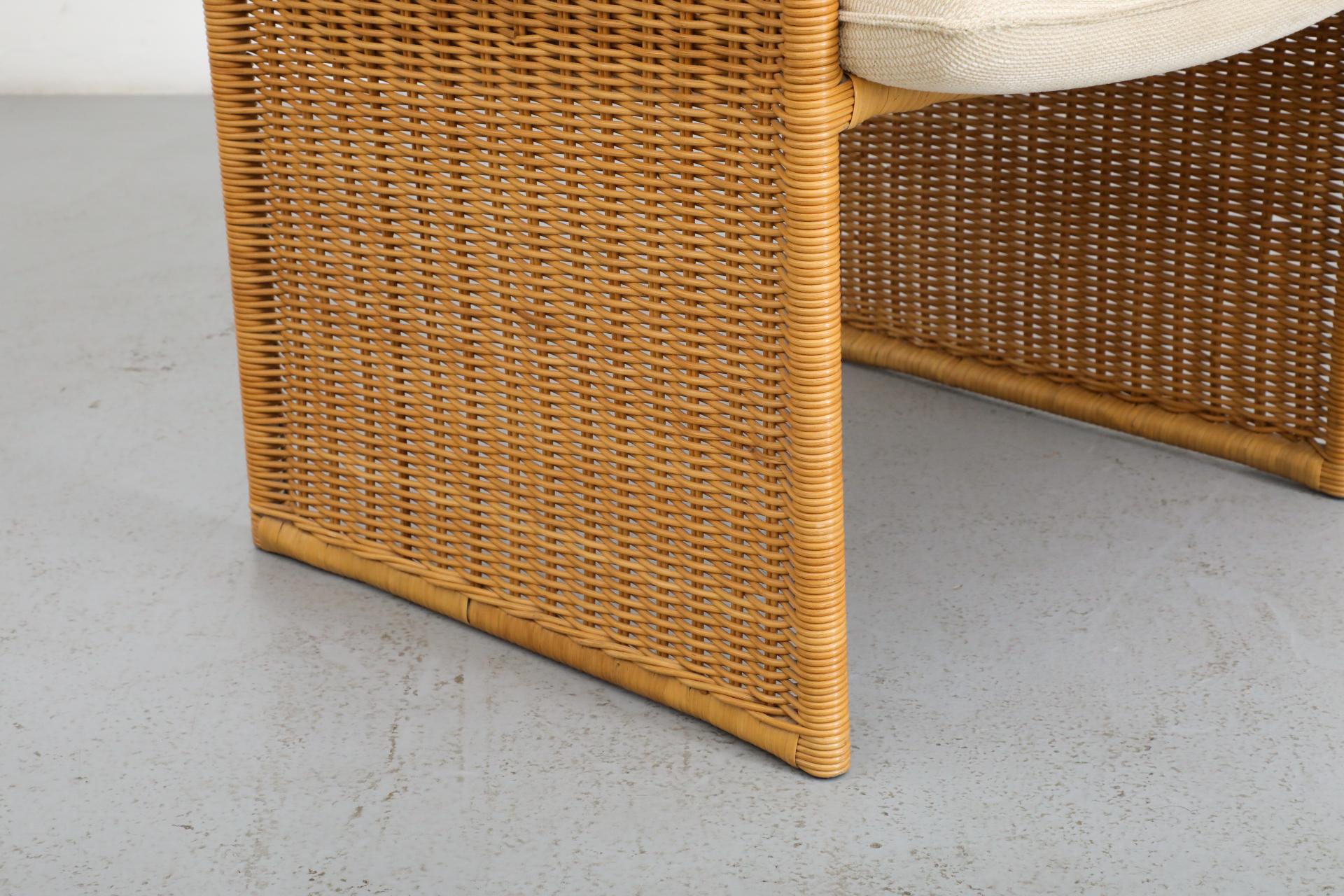 Chaise longue en rotin inspirée de Tobia Scarpa avec revêtement crème en vente 7