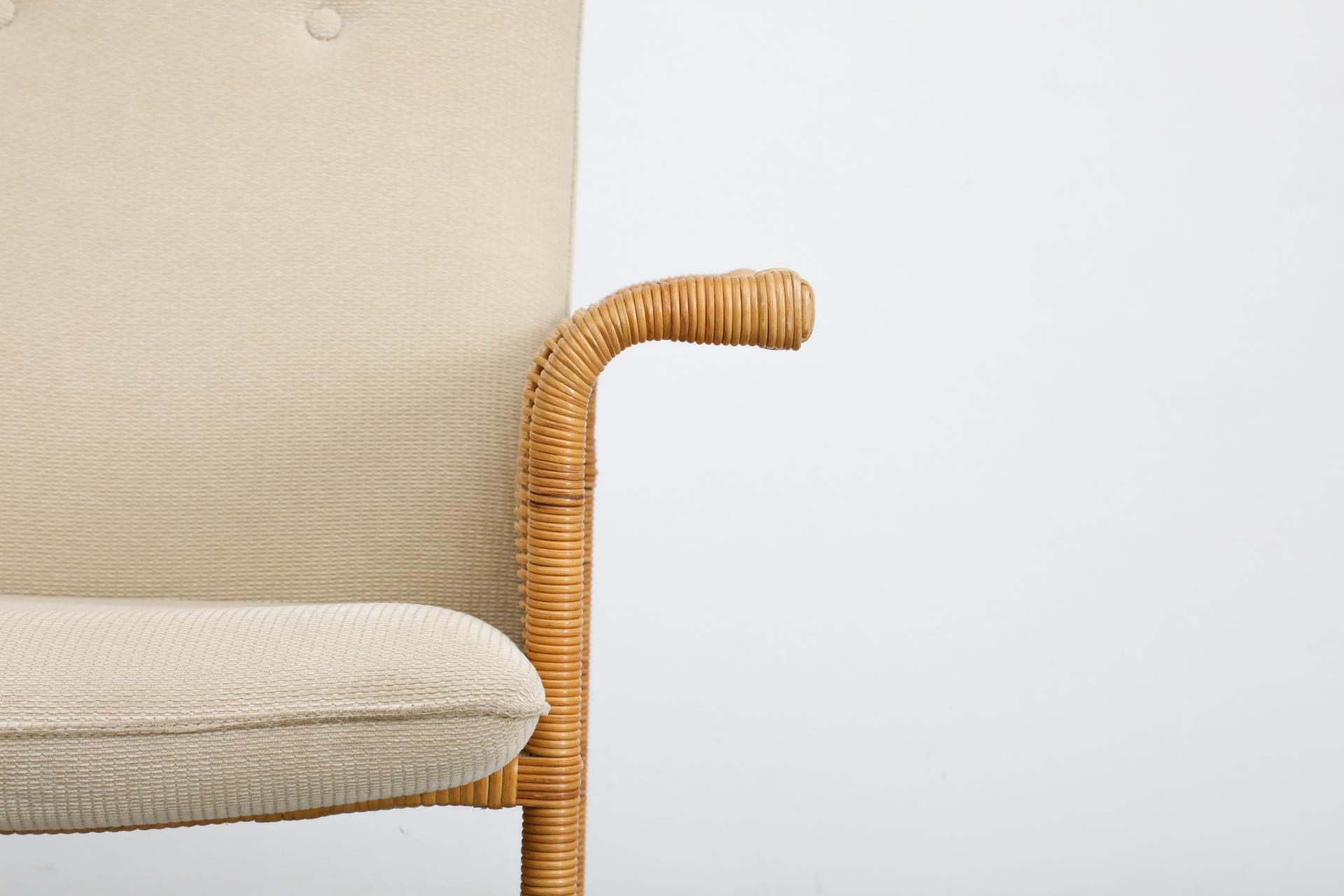 Chaise longue en rotin inspirée de Tobia Scarpa avec revêtement crème en vente 8