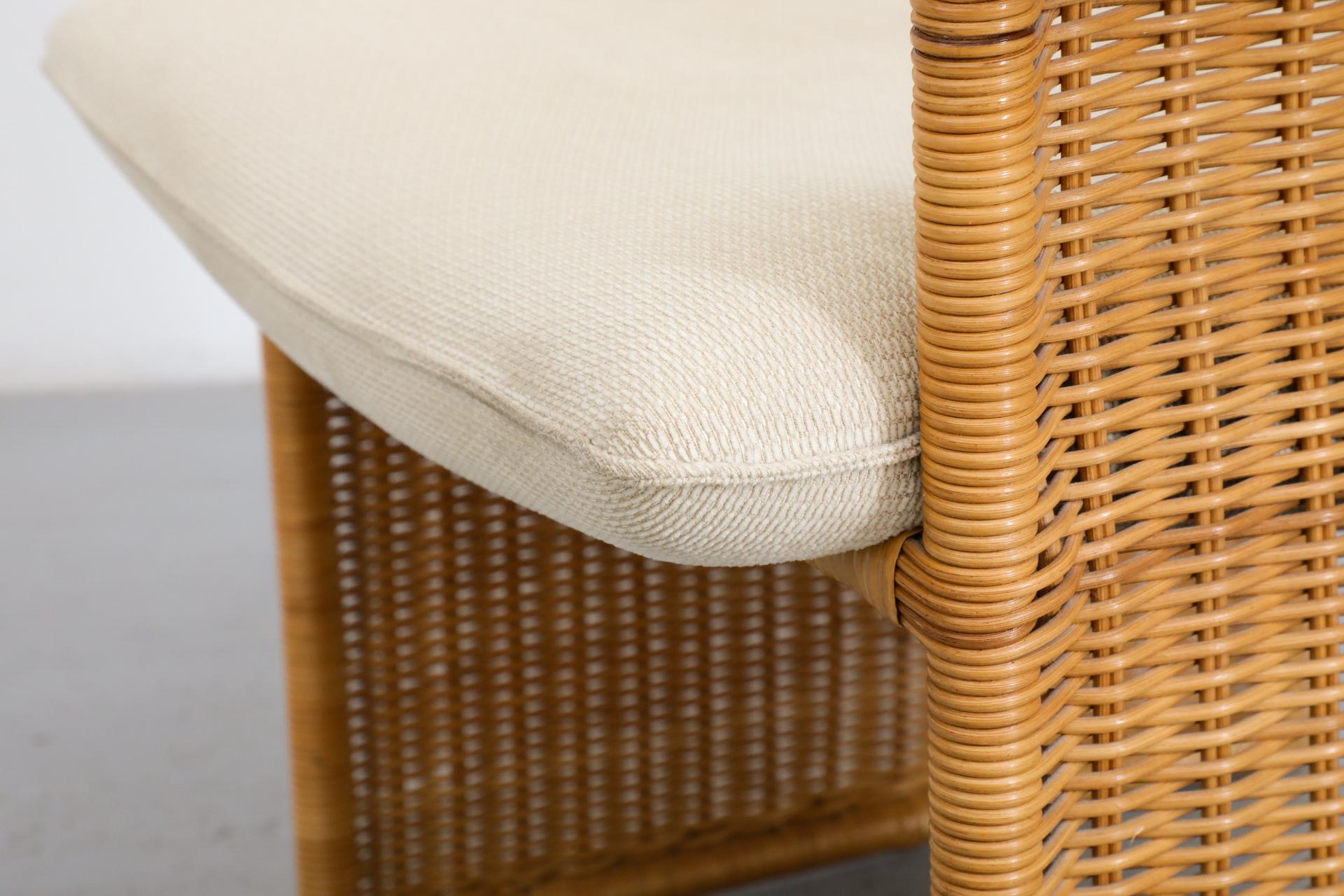 Chaise longue en rotin inspirée de Tobia Scarpa avec revêtement crème en vente 9