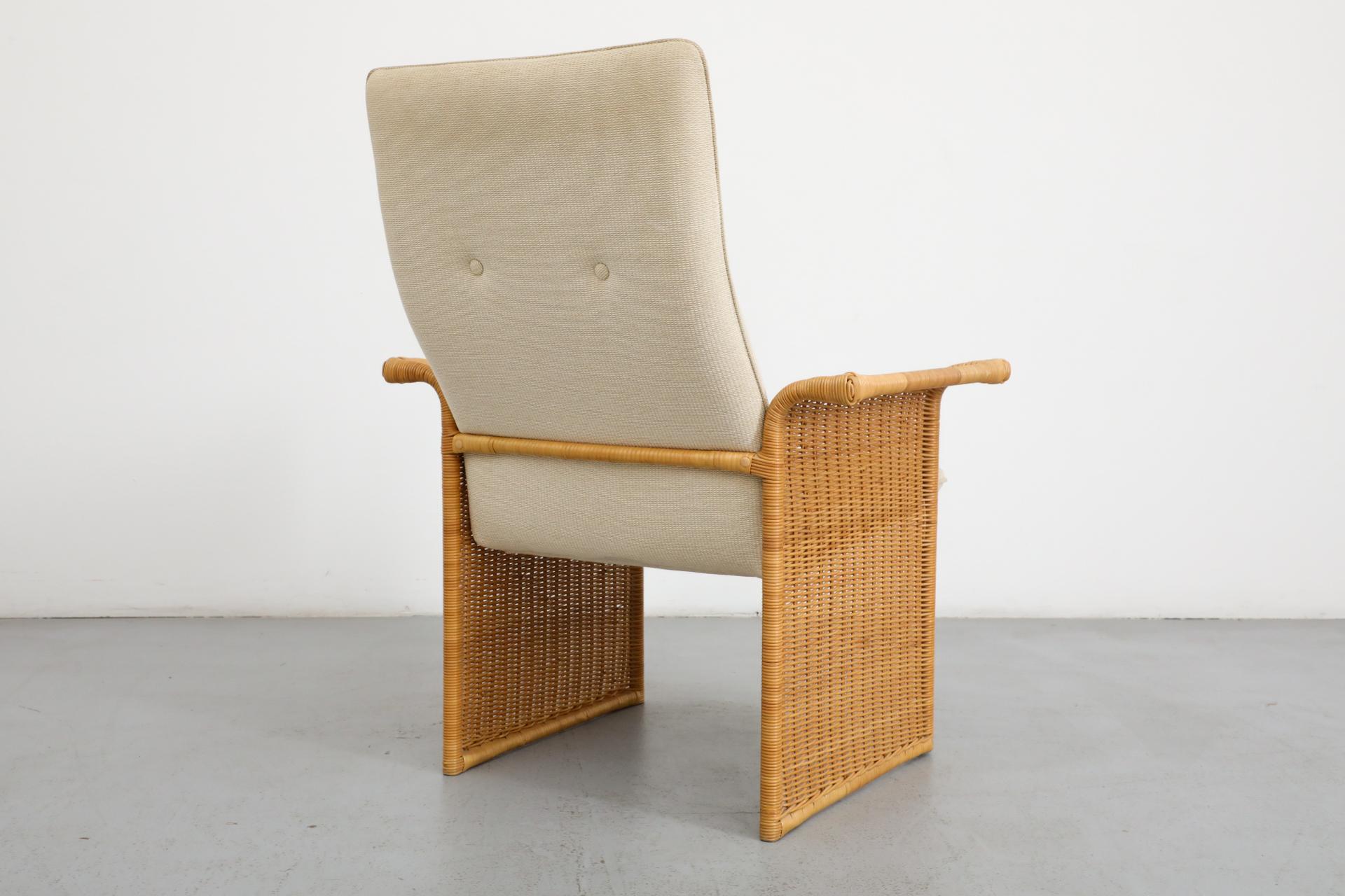 Chaise longue en rotin inspirée de Tobia Scarpa avec revêtement crème en vente 11