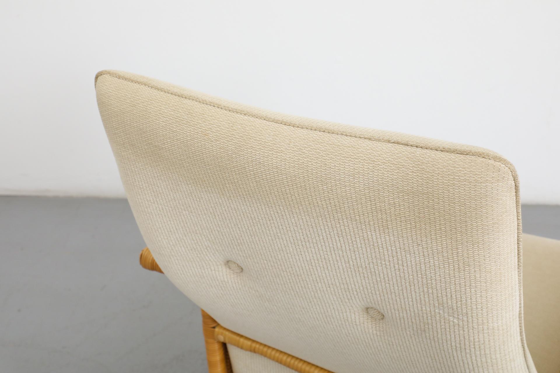 Chaise longue en rotin inspirée de Tobia Scarpa avec revêtement crème en vente 12