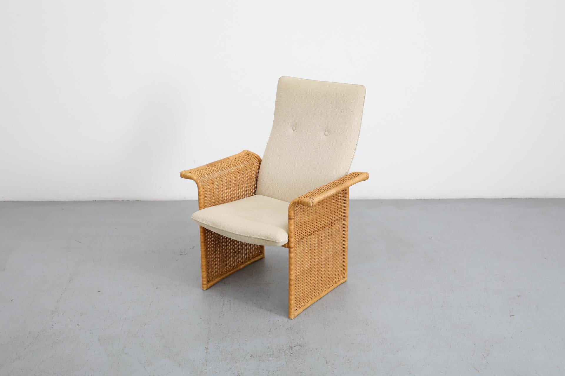 Chaise longue en rotin inspirée de Tobia Scarpa avec revêtement crème en vente 2