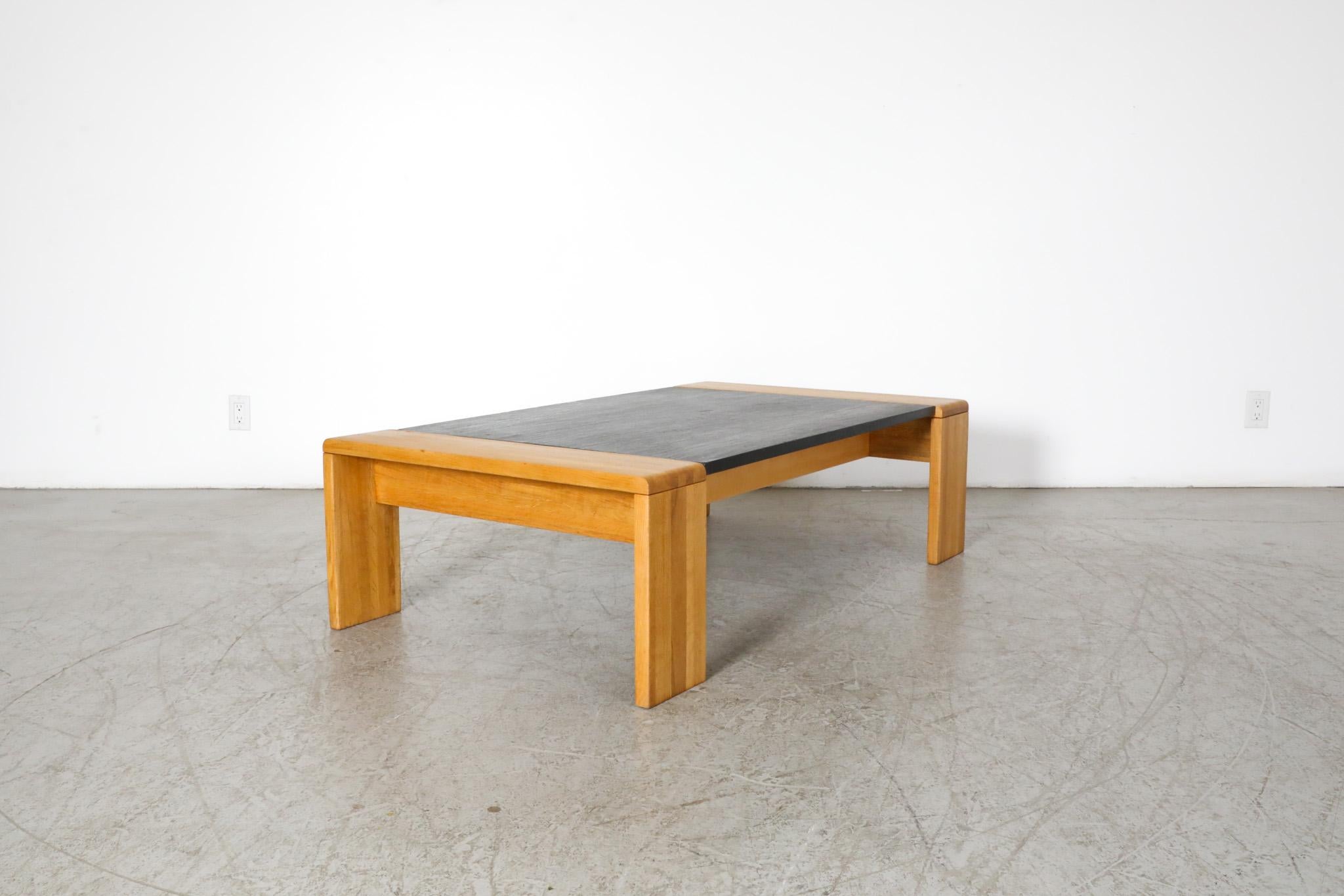 Mid-20th Century Tobia Scarpa Inspired Teak and Stone Coffee and side Table by Leolux