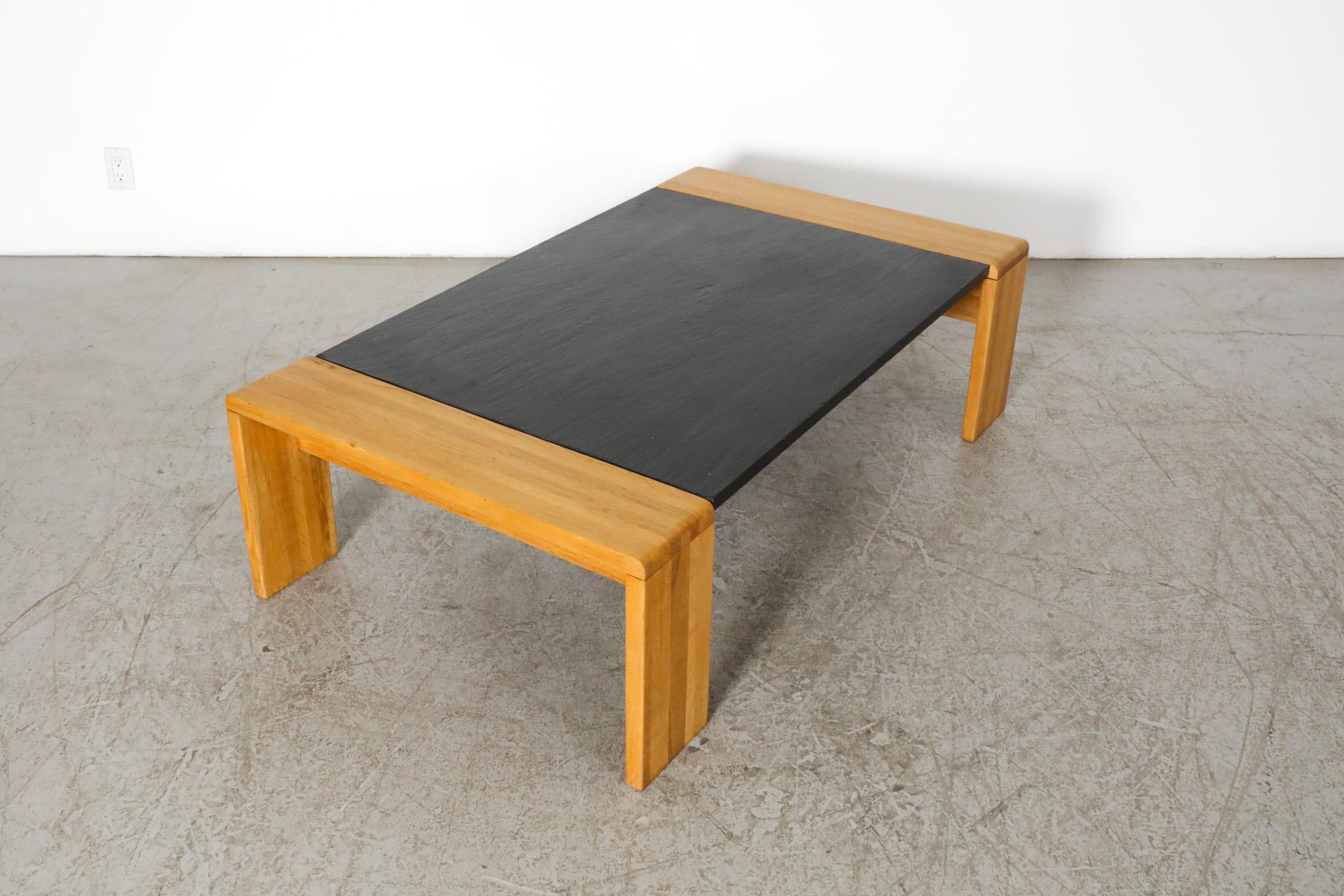 Tobia Scarpa Inspired Teak and Stone Coffee and side Table by Leolux For Sale 1