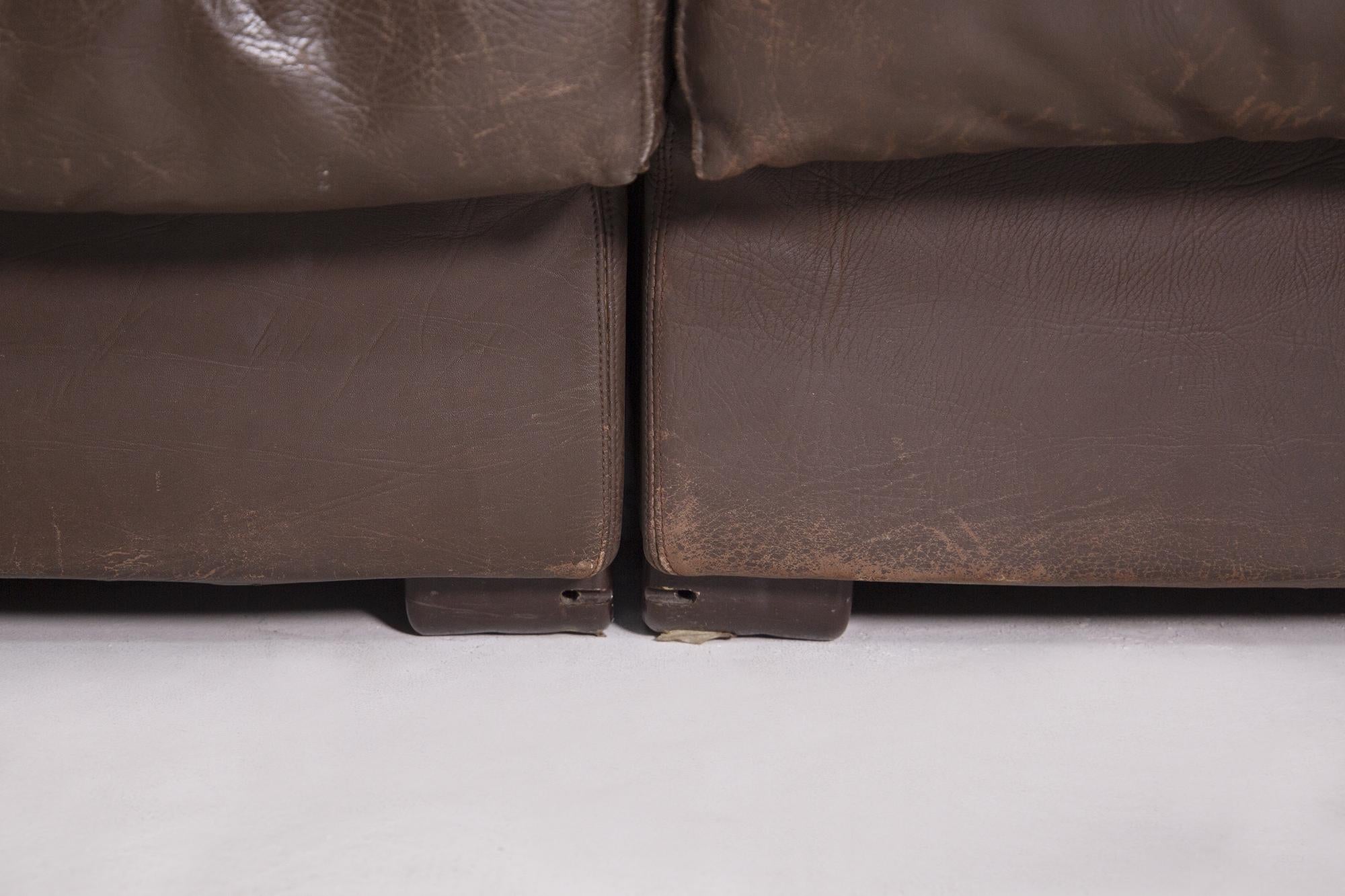 Late 20th Century Tobia Scarpa Italian Sofa Mod. Erasmo for B&B Italia in Black Leather, Label