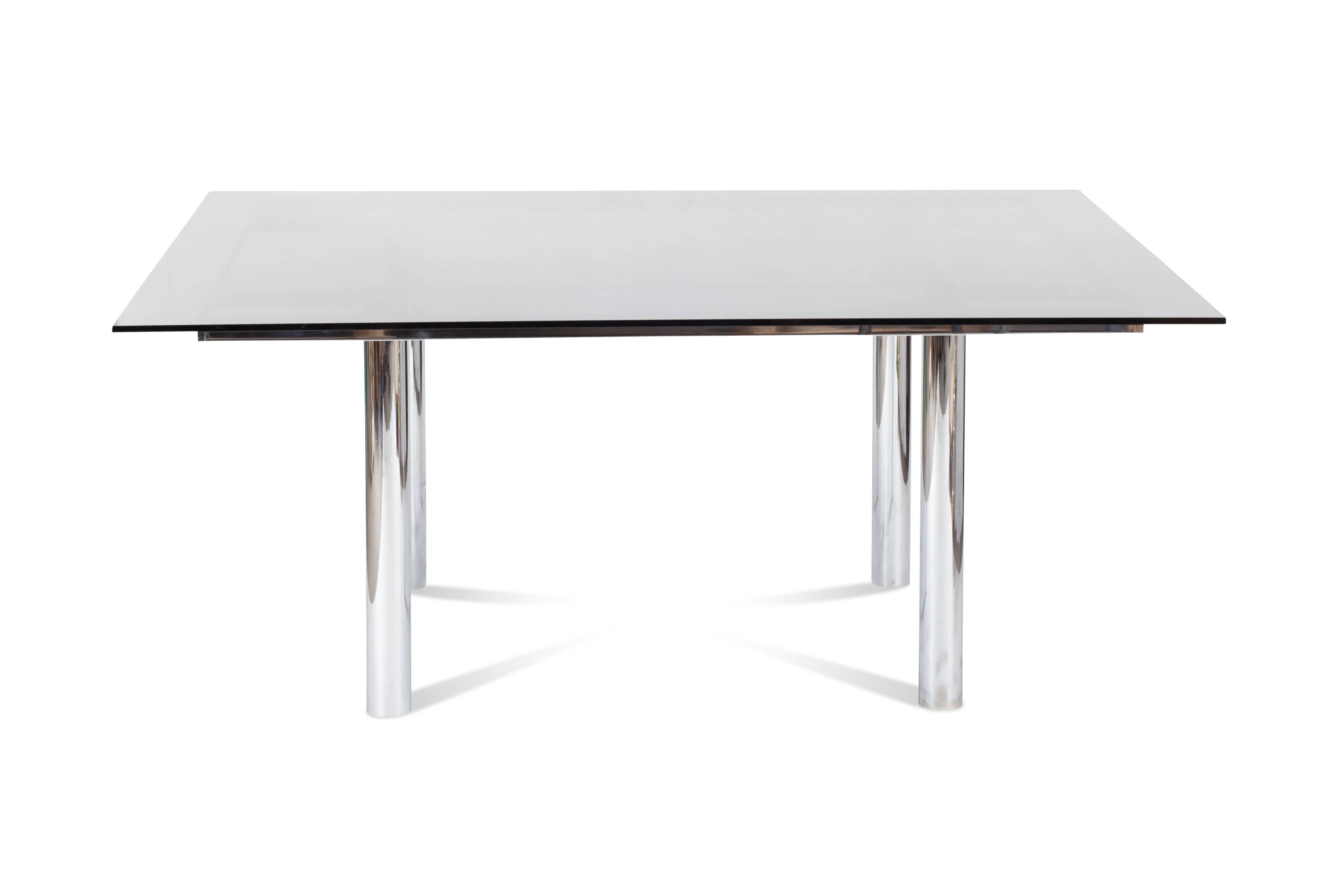 Scarpa Large Square Chrome Dining Table for Knoll Model André In Good Condition In Antwerp, BE