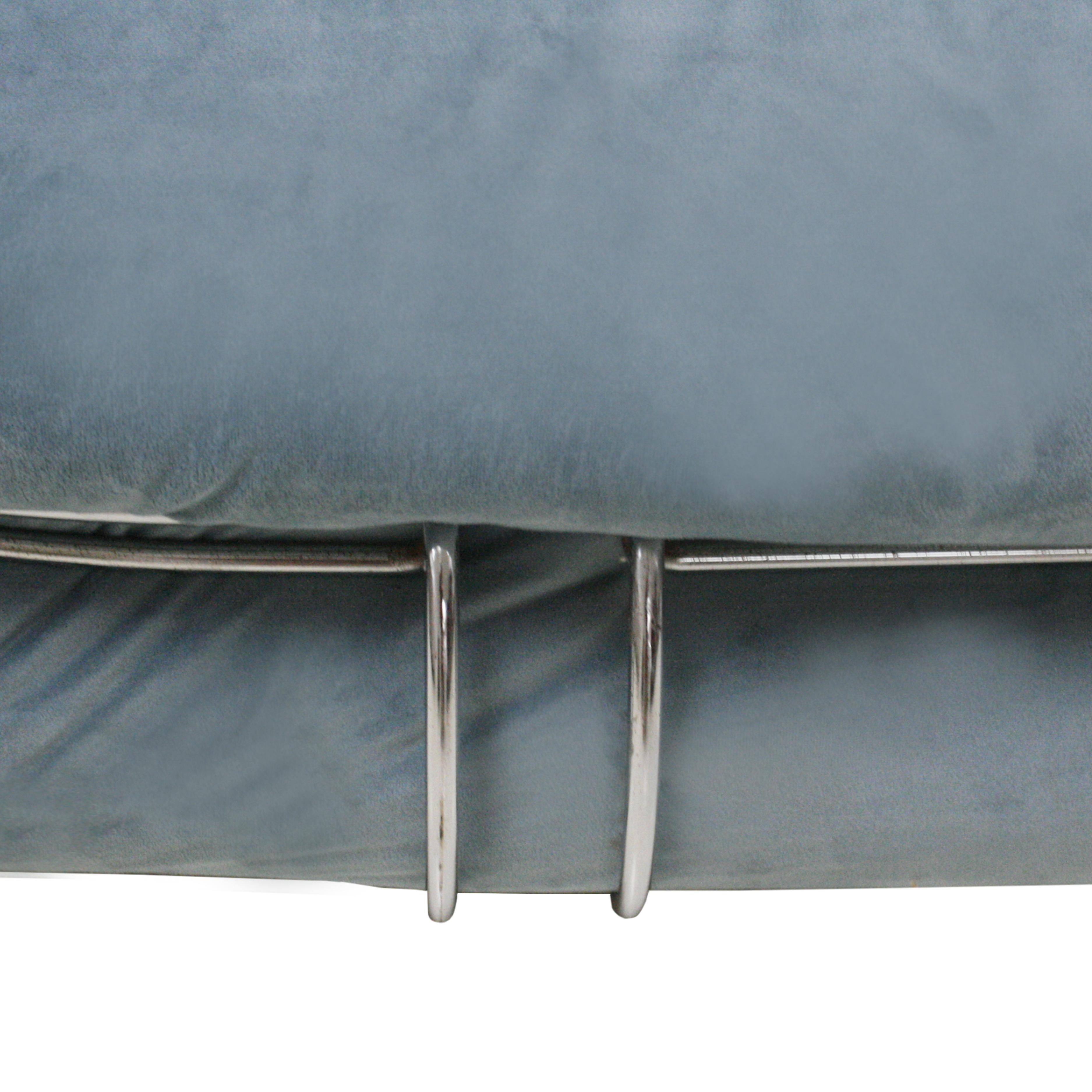 Mid-20th Century Tobia Scarpa Mid-Century Modern Blue Cotton Velvet Soriana Italian Sofa