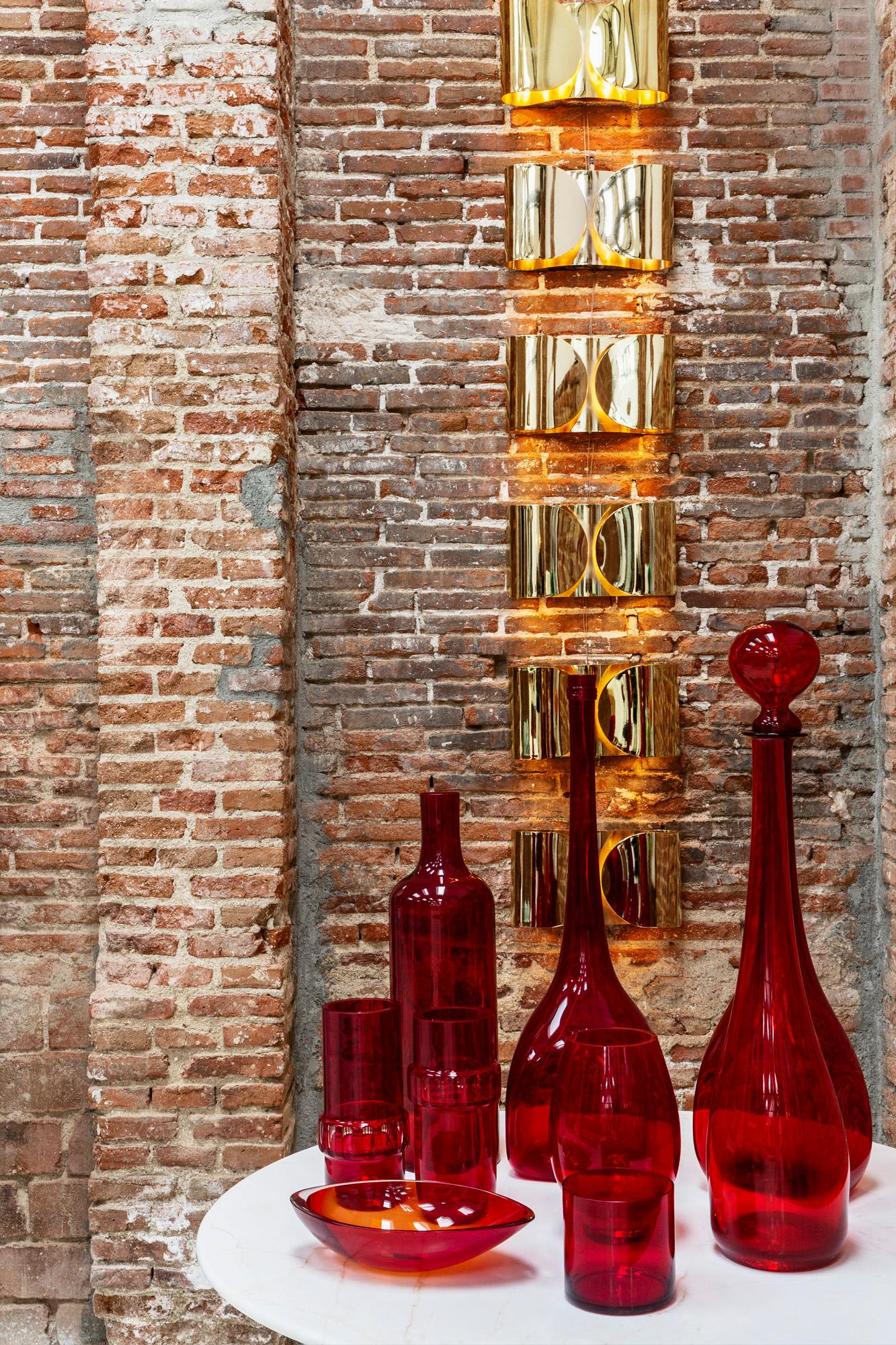 Tobia Scarpa Mid-Century Modern Pair of Italian Brass Sconces 
