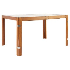 Afra and Tobia Scarpa Style Mid Century Teak and Chrome Dining Table