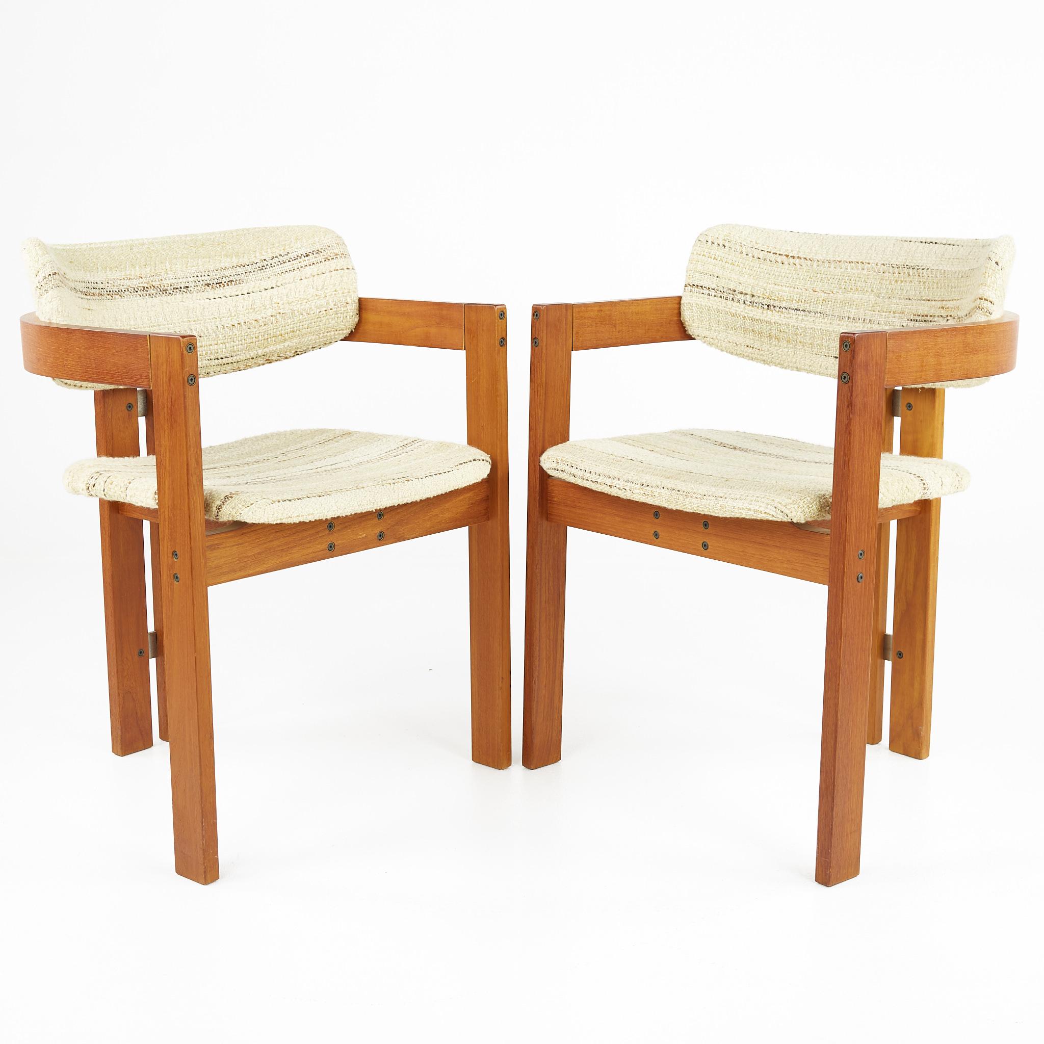 Italian Afra and Tobia Scarpa Style Mid Century Teak Dining Chairs, Set of 4