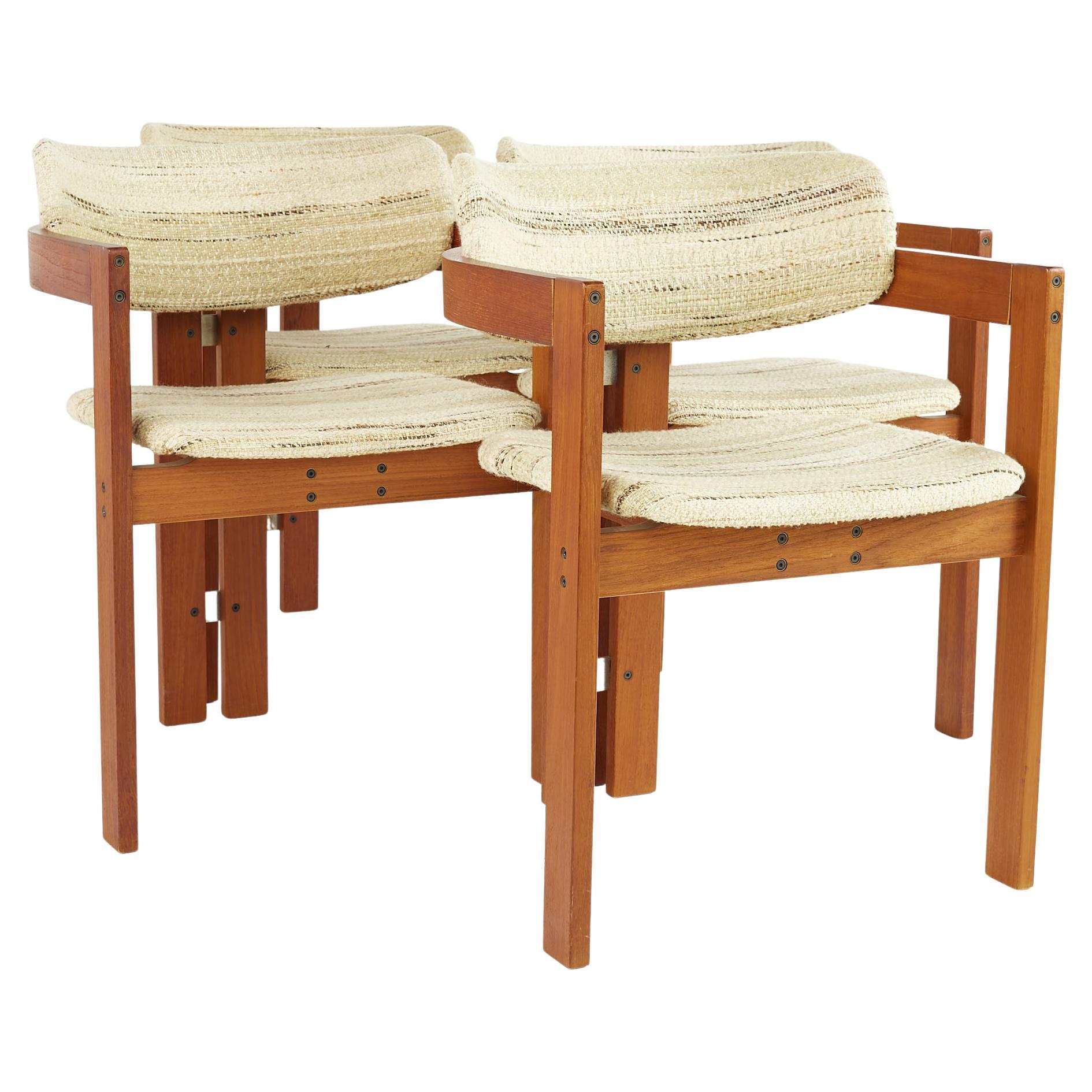 Afra and Tobia Scarpa Style Mid Century Teak Dining Chairs, Set of 4