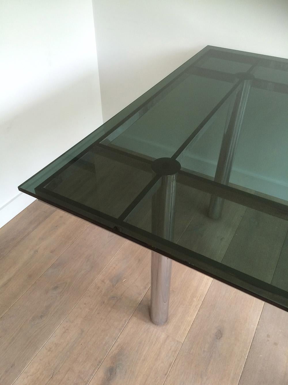 French Tobia Scarpa, Nice Chrome Design Dinning Table, Circa 1970 For Sale
