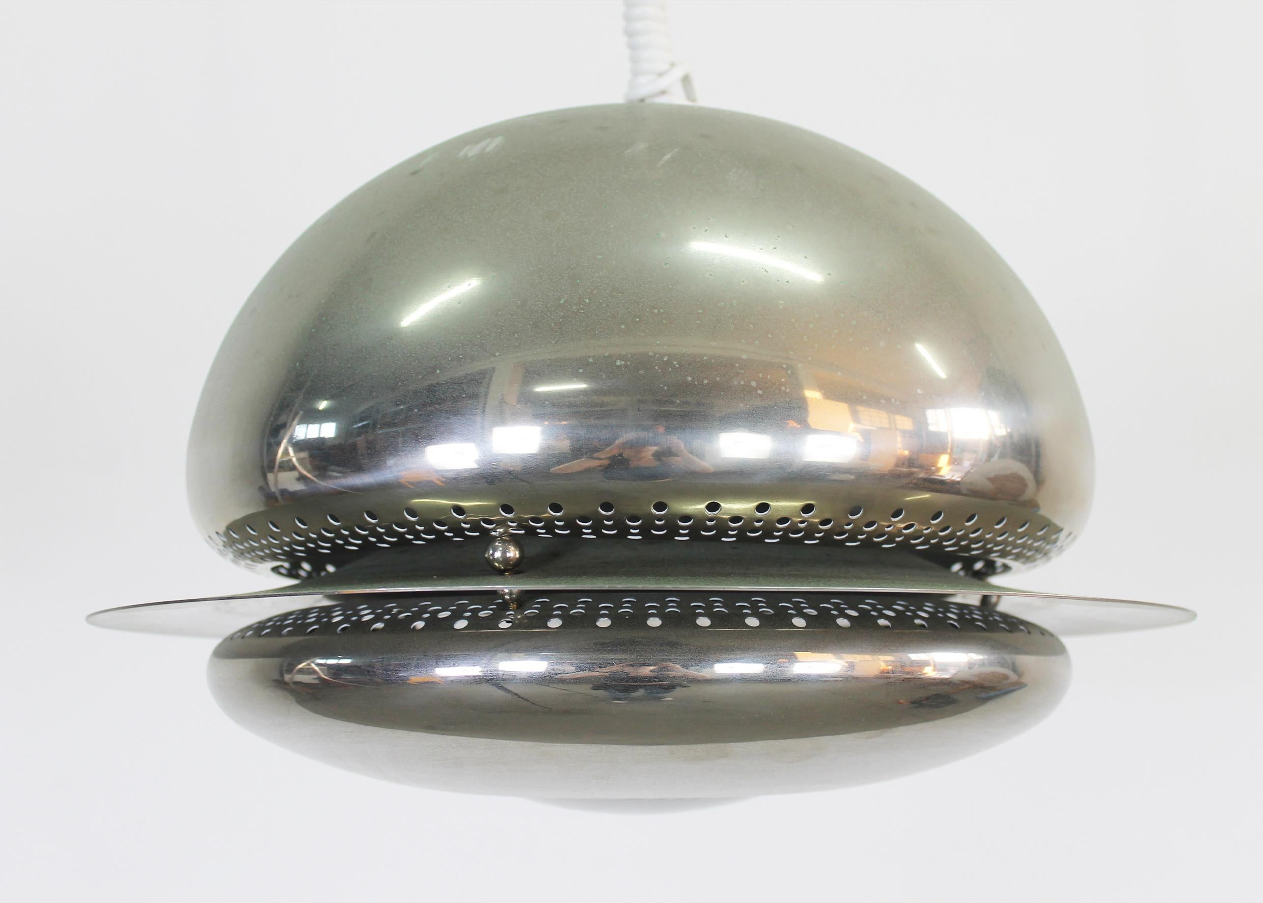 Placcato Lampada a sospensione Tobia Scarpa Nictea in ottone nichelato di Flos 1960s in vendita