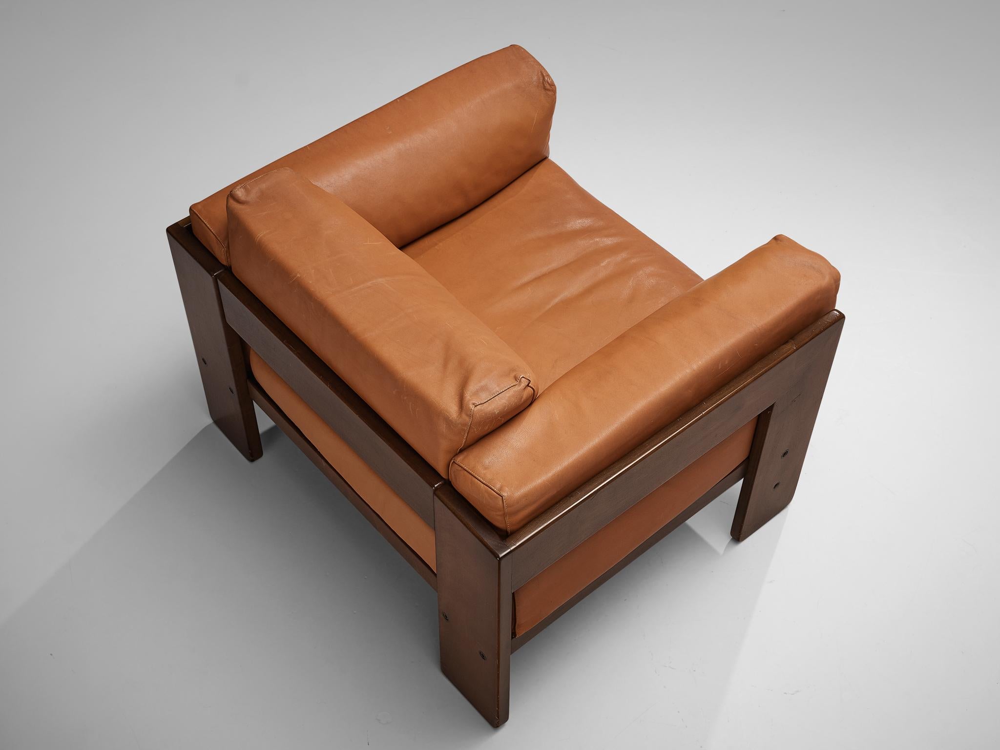 Tobia Scarpa Pair of 'Bastiano' Club Chairs in Walnut and Leather 1