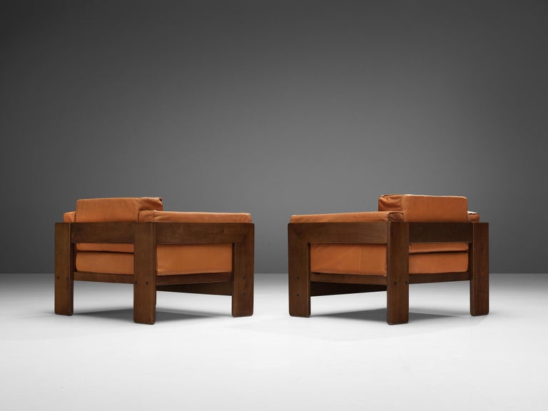 Tobia Scarpa Pair of 'Bastiano' Club Chairs in Walnut and Leather 2