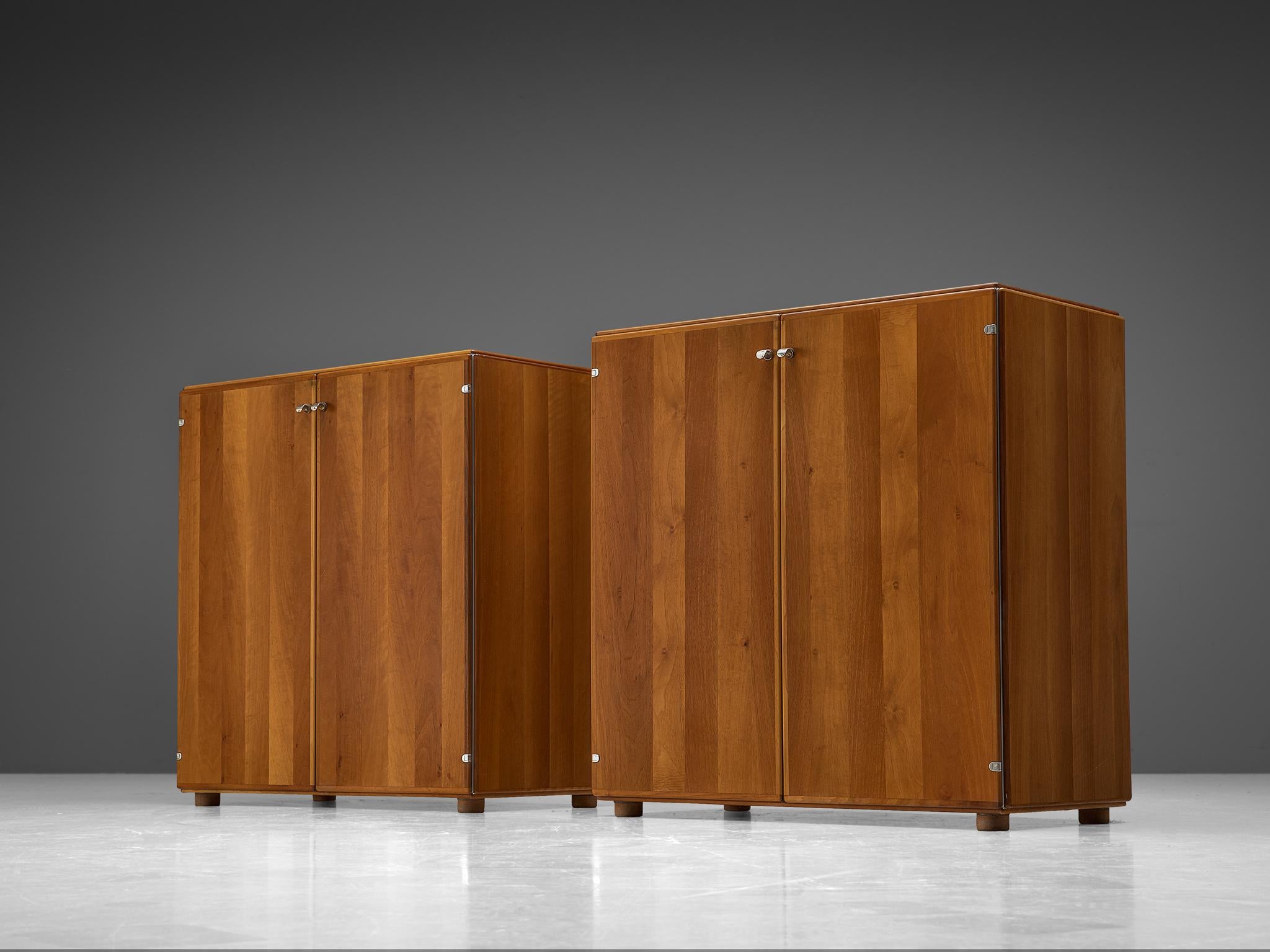 Mid-Century Modern Tobia Scarpa, Pair of Cabinets in Walnut, Italy, 1960s