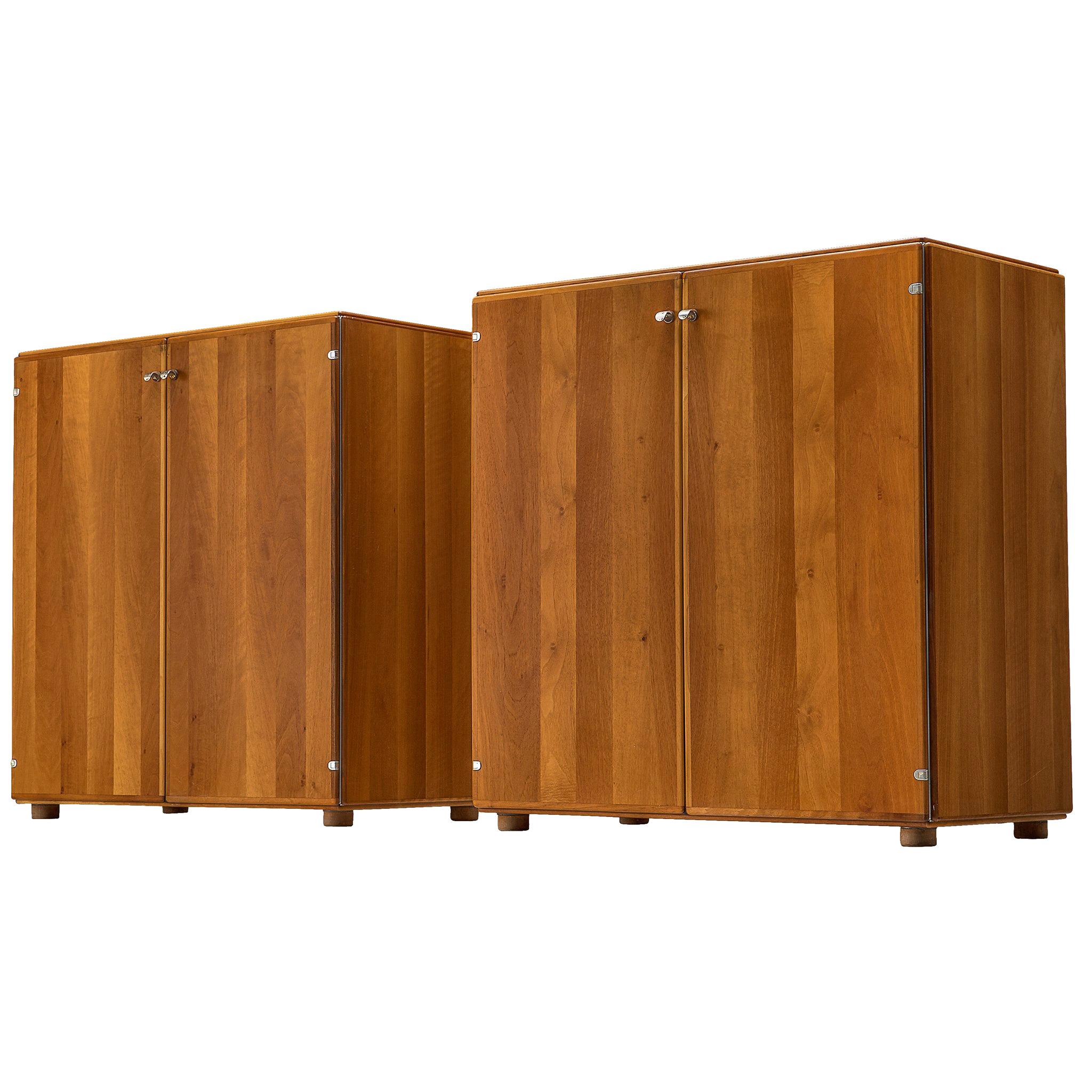 Tobia Scarpa, Pair of Cabinets in Walnut, Italy, 1960s