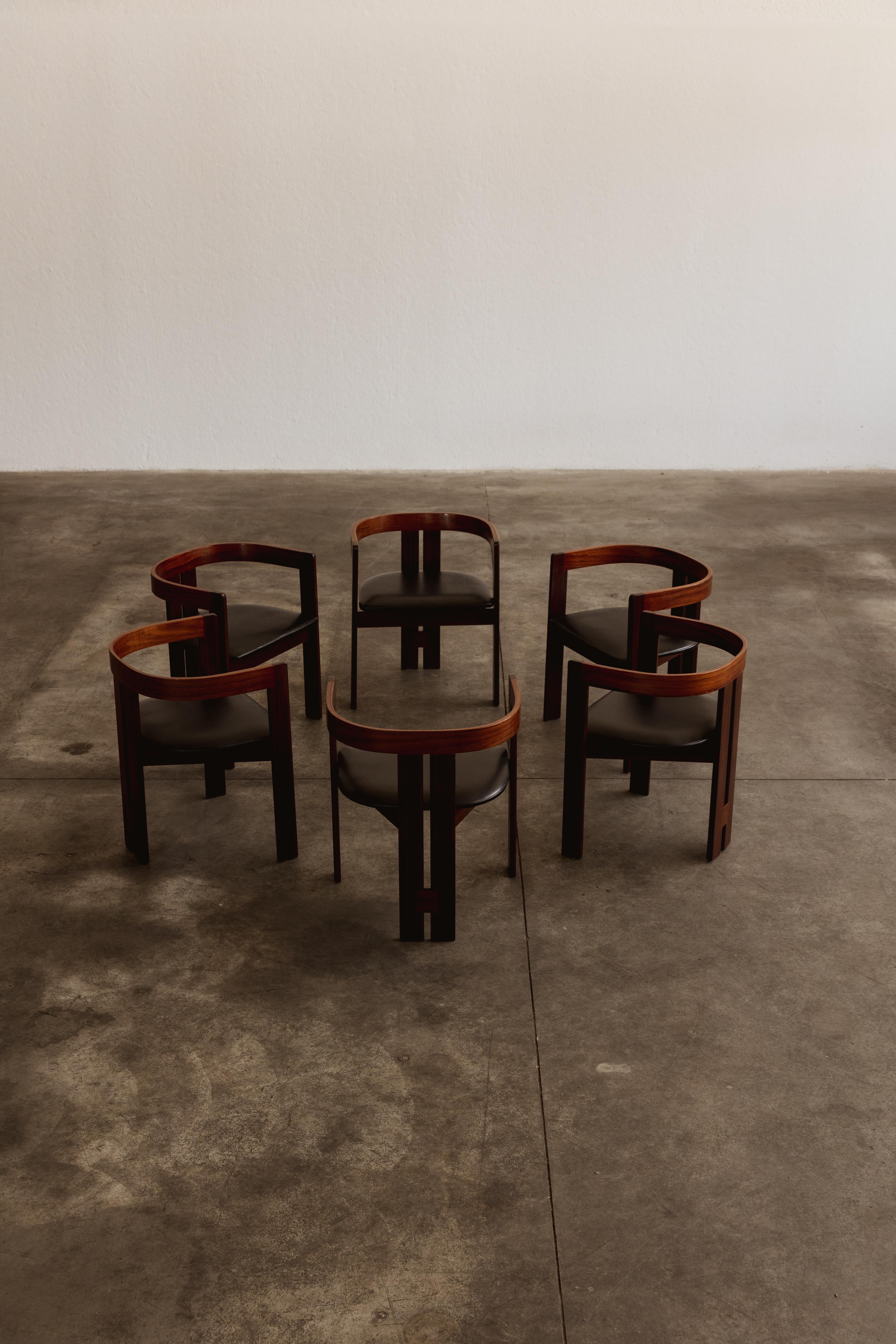 Italian Tobia Scarpa “Pigreco” Dining Chairs for Gavina, 1960, Set of 6