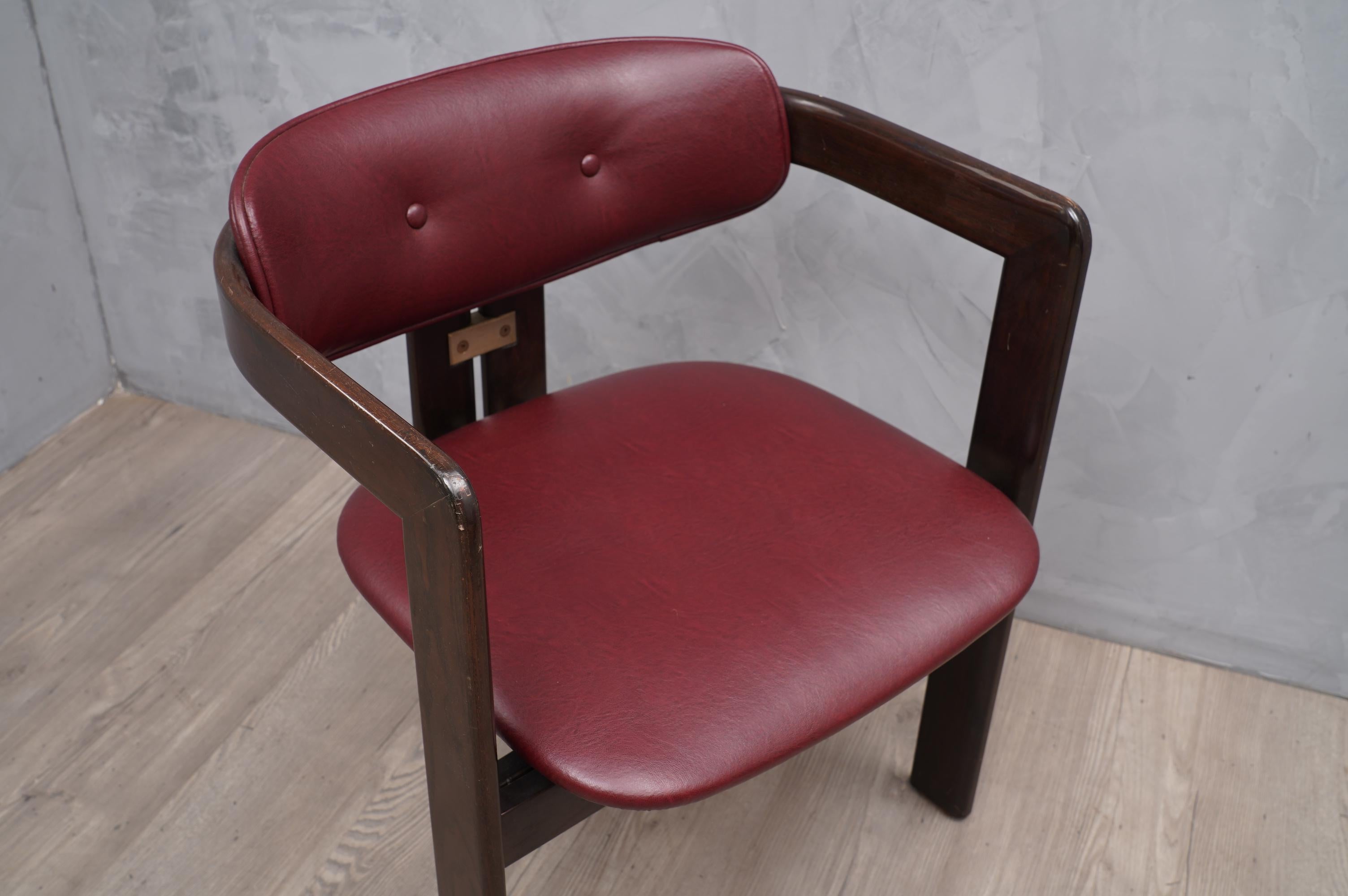 Italian Tobia Scarpa Pigreco Prod. Gavina Teak Wood and Leather Armchairs, 1959 Italy