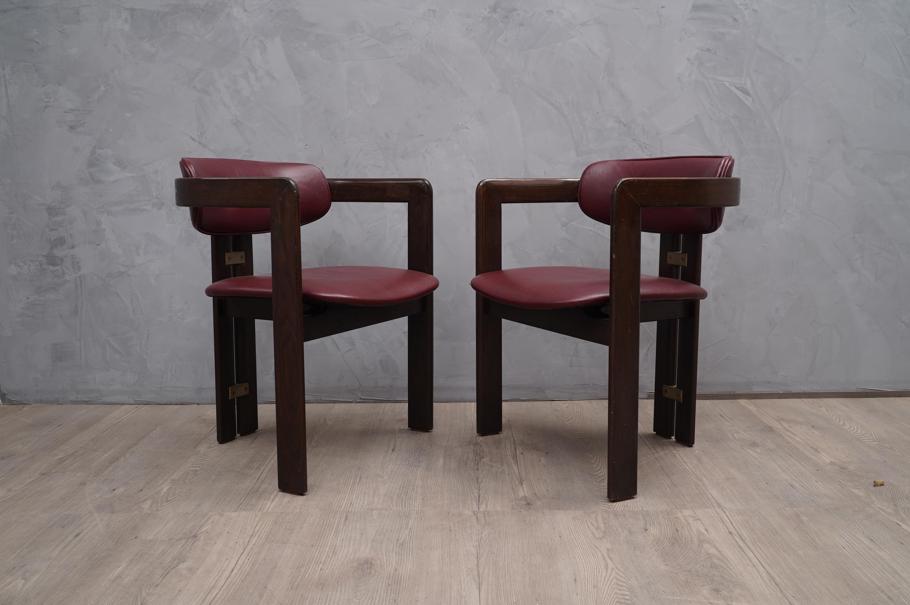 Tobia Scarpa Pigreco Prod. Gavina Teak Wood and Leather Armchairs, 1959 Italy In Good Condition In Rome, IT